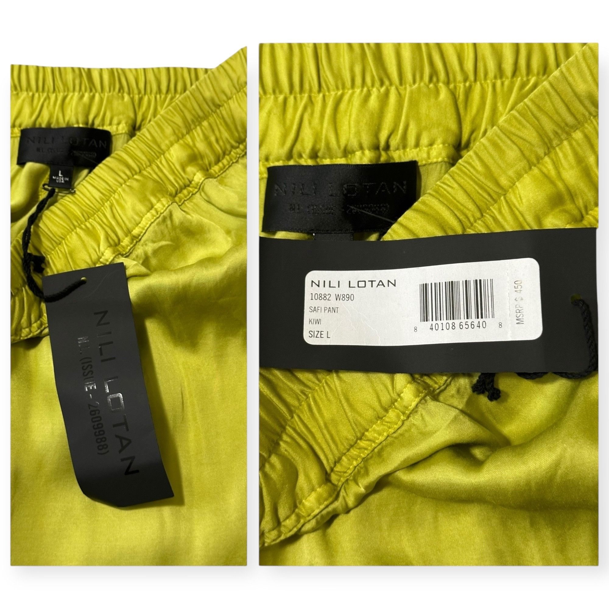 Nili Lotan Nili Lotan Safi Rayon Pant In Kiwi, Size L, Color Yellow, N Size 32" / US 10 / IT 46 - 3 Thumbnail