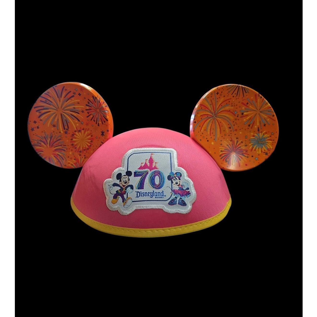 Disney Disneyland 70th Anniversary Cast Member Ears, Pink & Orange Size ONE SIZE - 1 Thumbnail