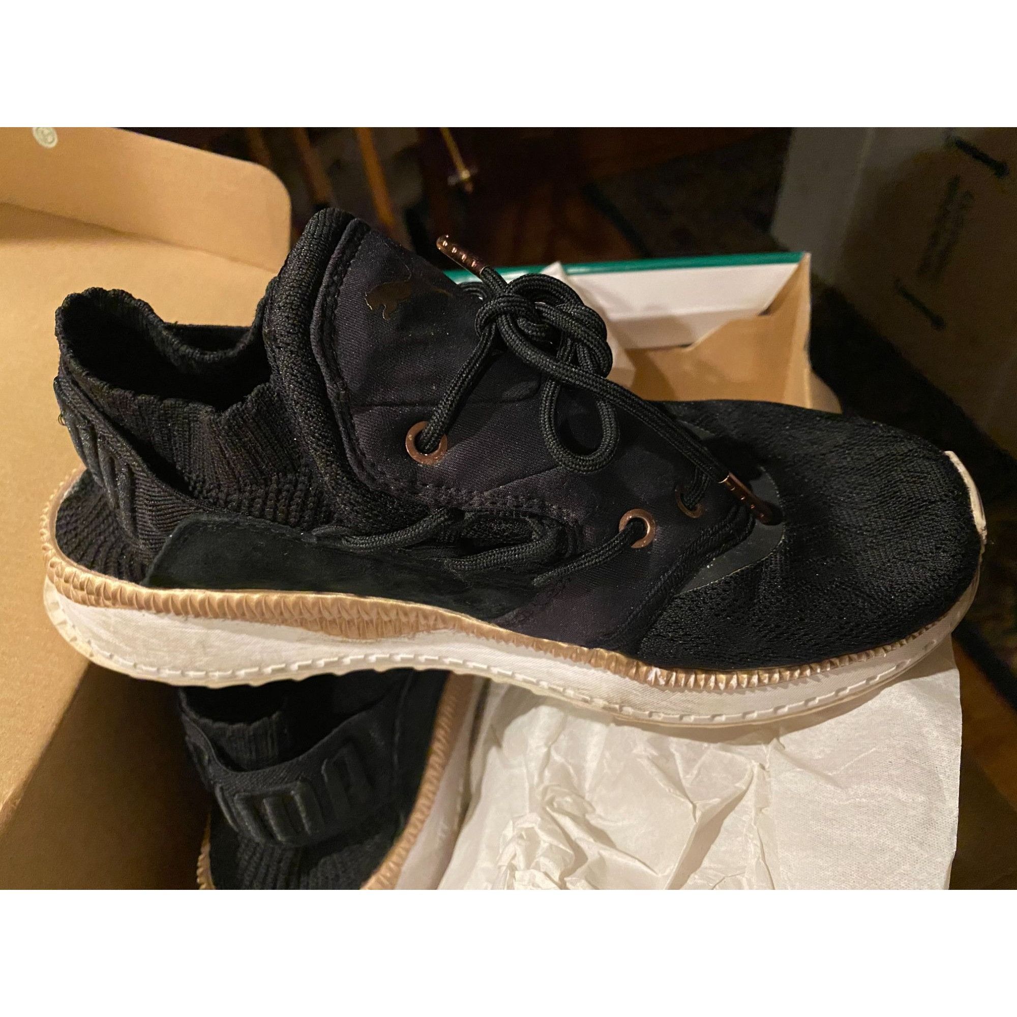 Puma PUMA Tsugi Shinsei Metallic Black Rose Gold Running Shoe Wom Size US 8 / IT 38 - 3 Thumbnail