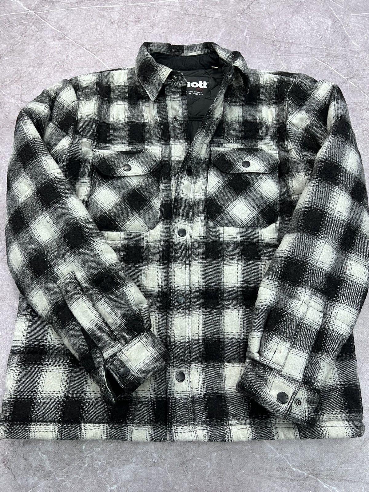 Schott × Vintage VINTAGE 90s WOOL FLANNEL SCHOTT DOWN SHIRT Y2K Size US M / EU 48-50 / 2 - 7 Thumbnail