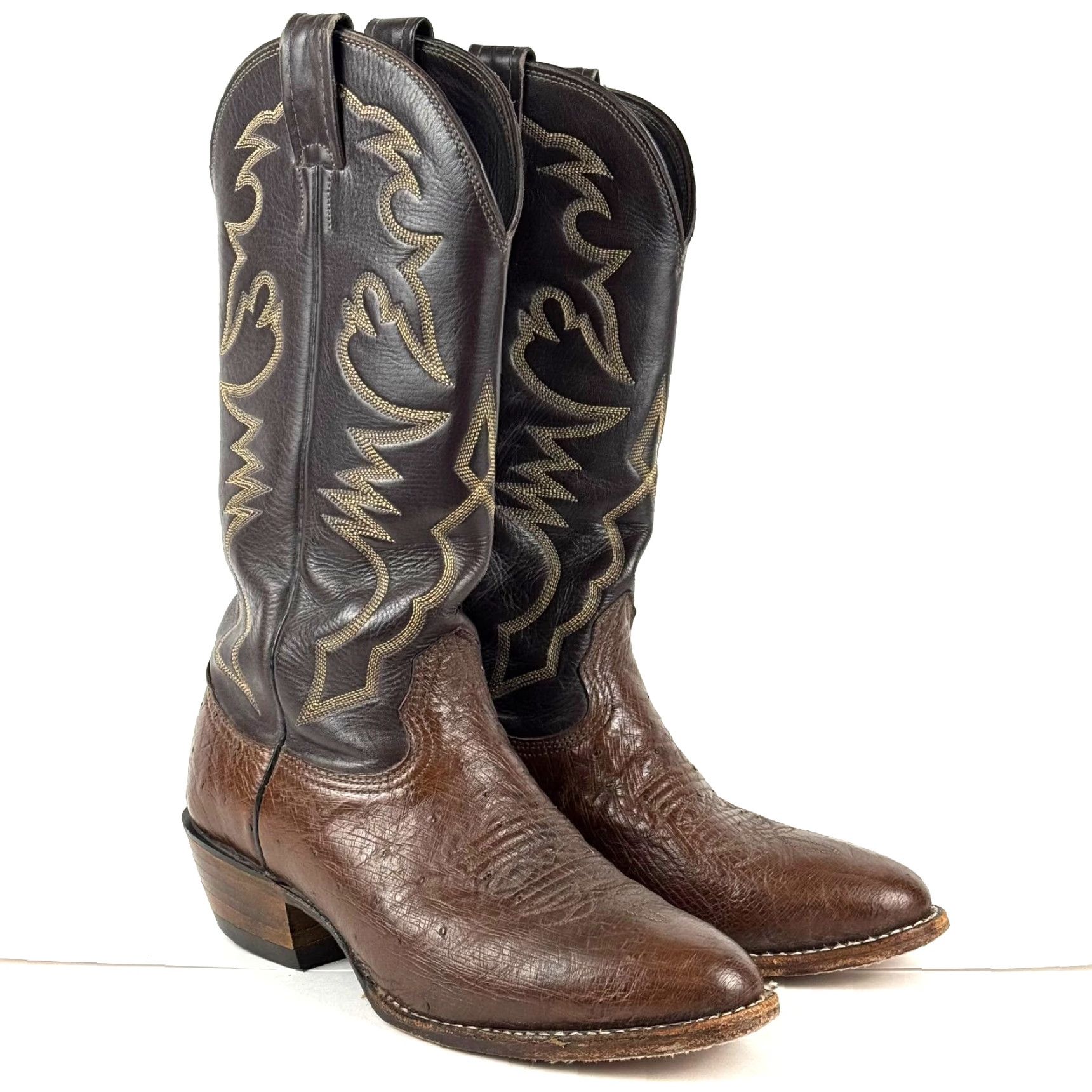 Vintage VINTAGE Larry Mahan Boots Men 7 XE Brown Leather Western Cowboy Made USA Western, Leather, XE Width, 7 Size US 7 / EU 40 - 2 Thumbnail