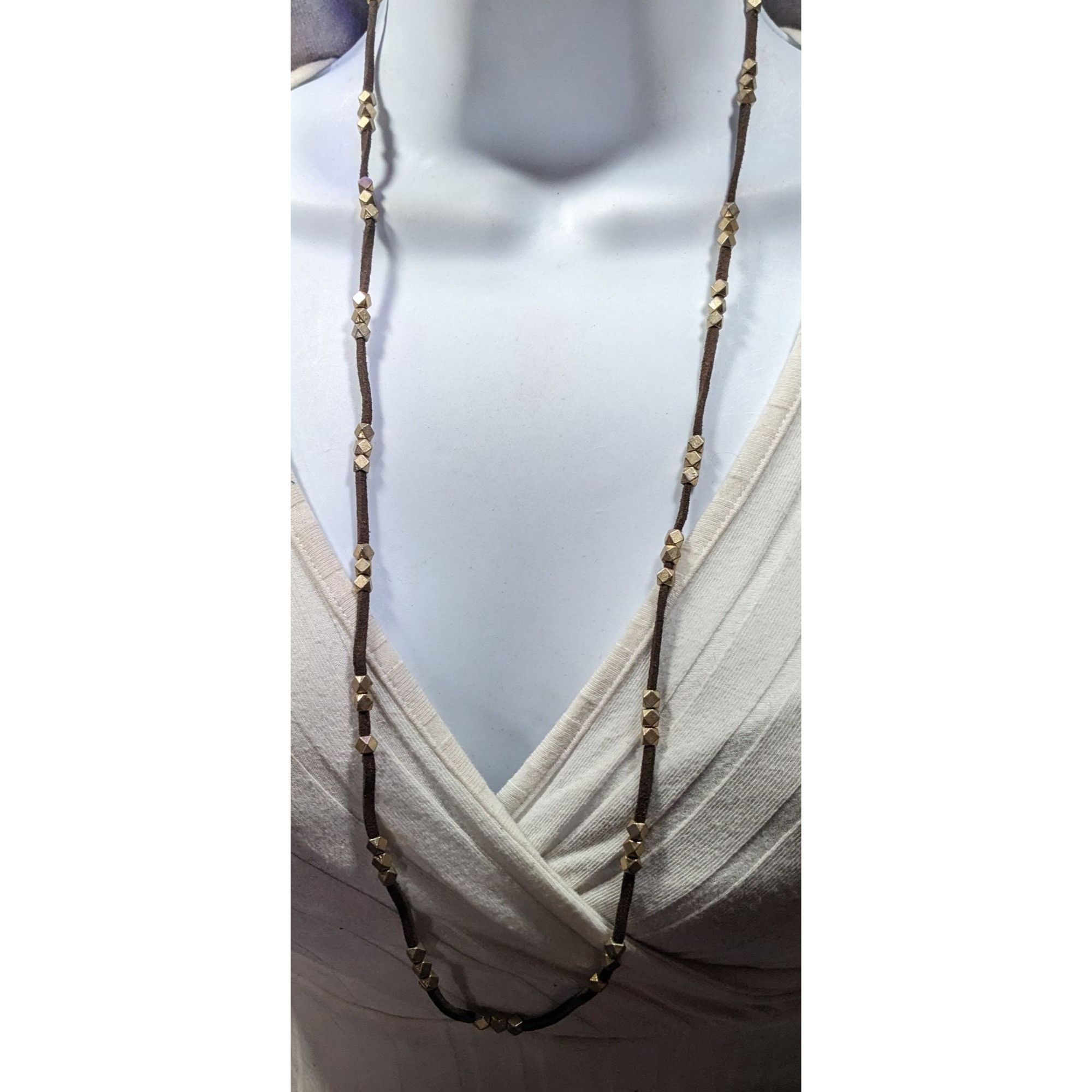 Other Bohemian Festival Suede Gold Tone Beaded Necklace/Wrap Brace Size ONE SIZE - 2 Thumbnail