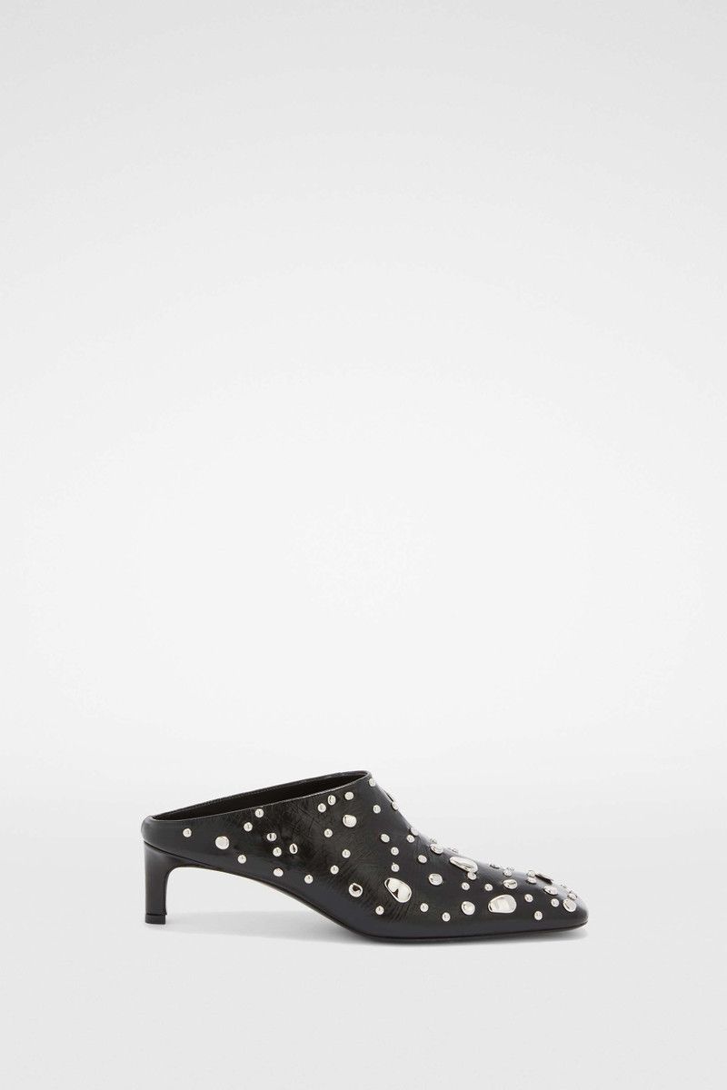 Jil Sander o1loc1c0426 Rivet Detail Leather Mules in Black Size US 5 / IT 35 - 1 Thumbnail
