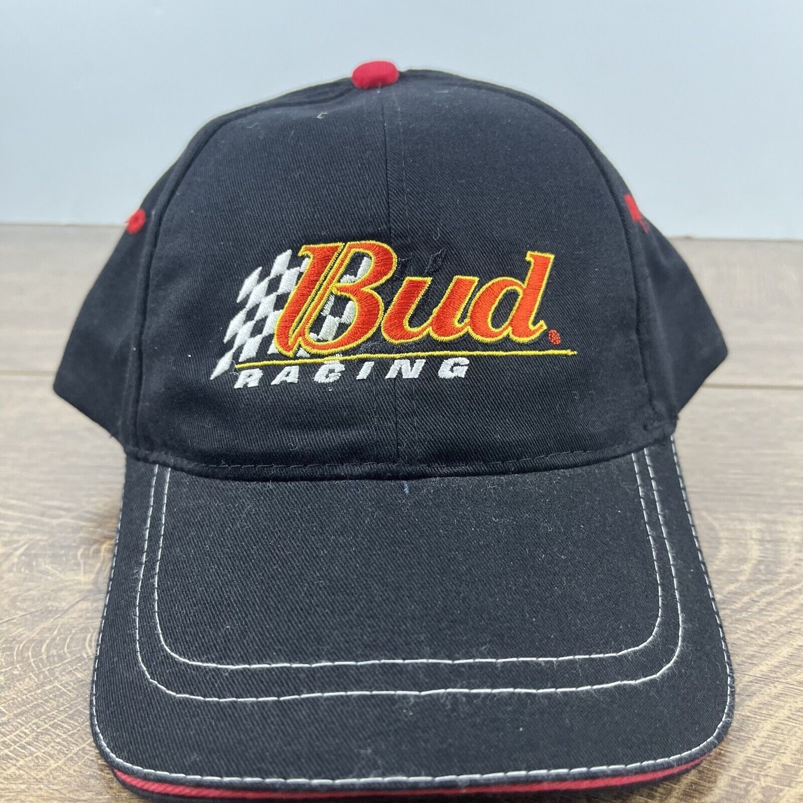 Budweiser Bud Racing Hat NASCAR Budweiser Hat Black Hat Adjustable Bla Size ONE SIZE - 5 Thumbnail