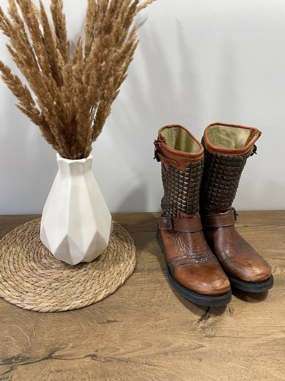 ASH BOOTS BROWN LEATHER DISTRESSED MOTO BIKER