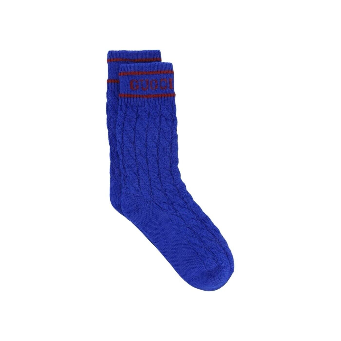 Gucci NWT GUCCI CABLE KNIT SOCKS BLUE RED Ankle SZ M Size ONE SIZE - 1 Thumbnail