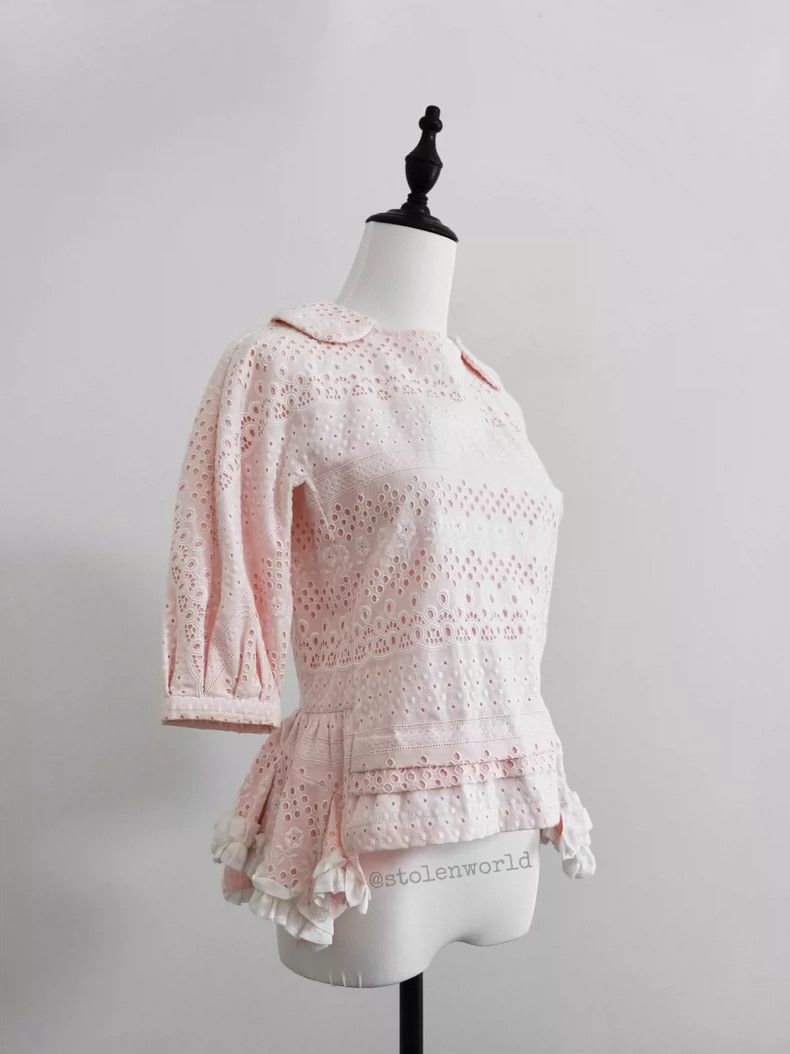 Comme des Garcons Comme Des Garcons Pale pink embroidered frill top Size XS / US 0-2 / IT 36-38 - 3 Thumbnail