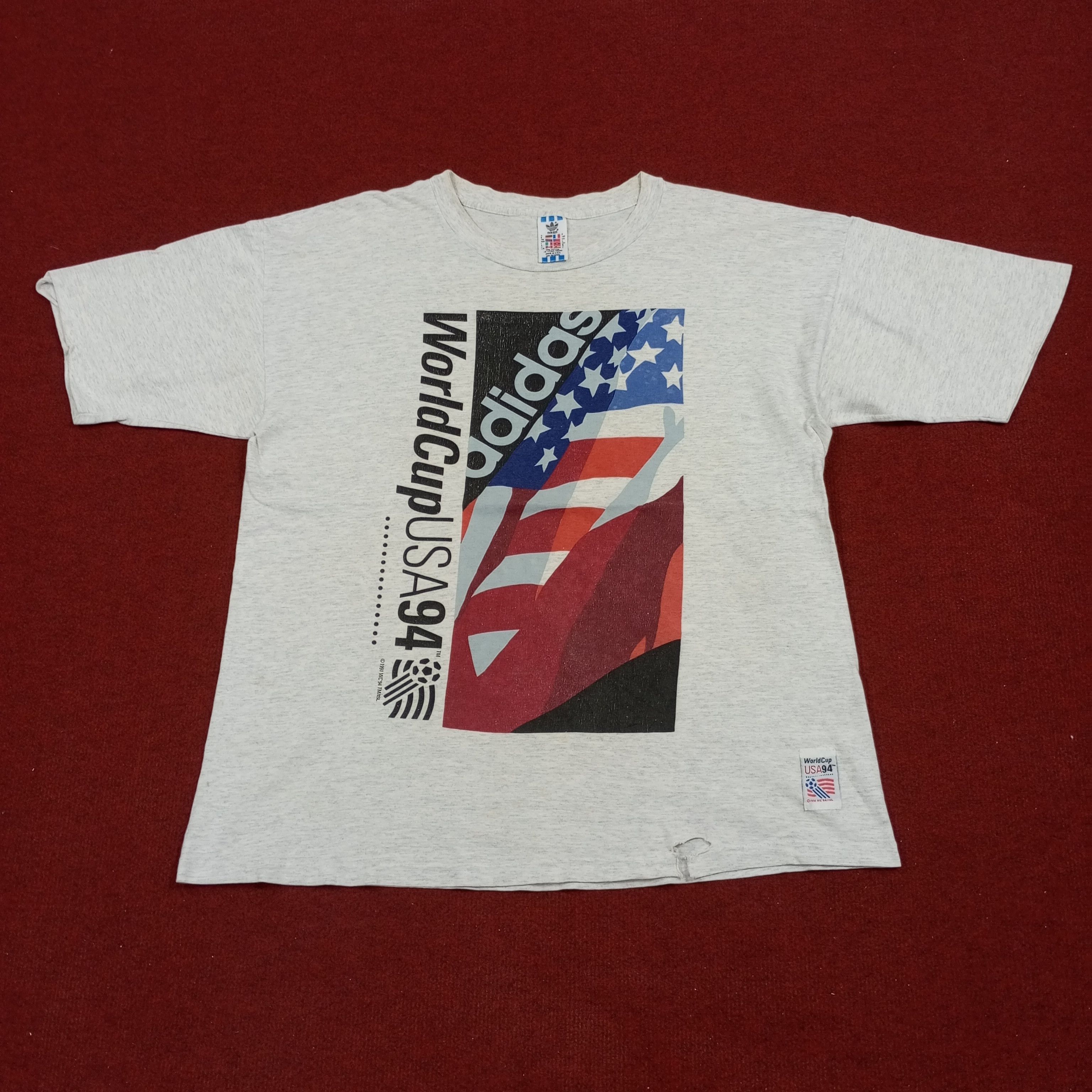 Adidas × Vintage Adidas World Cup USA 1994 Vintage Distressed Tshirt Size US XL / EU 56 / 4 - 1 Thumbnail