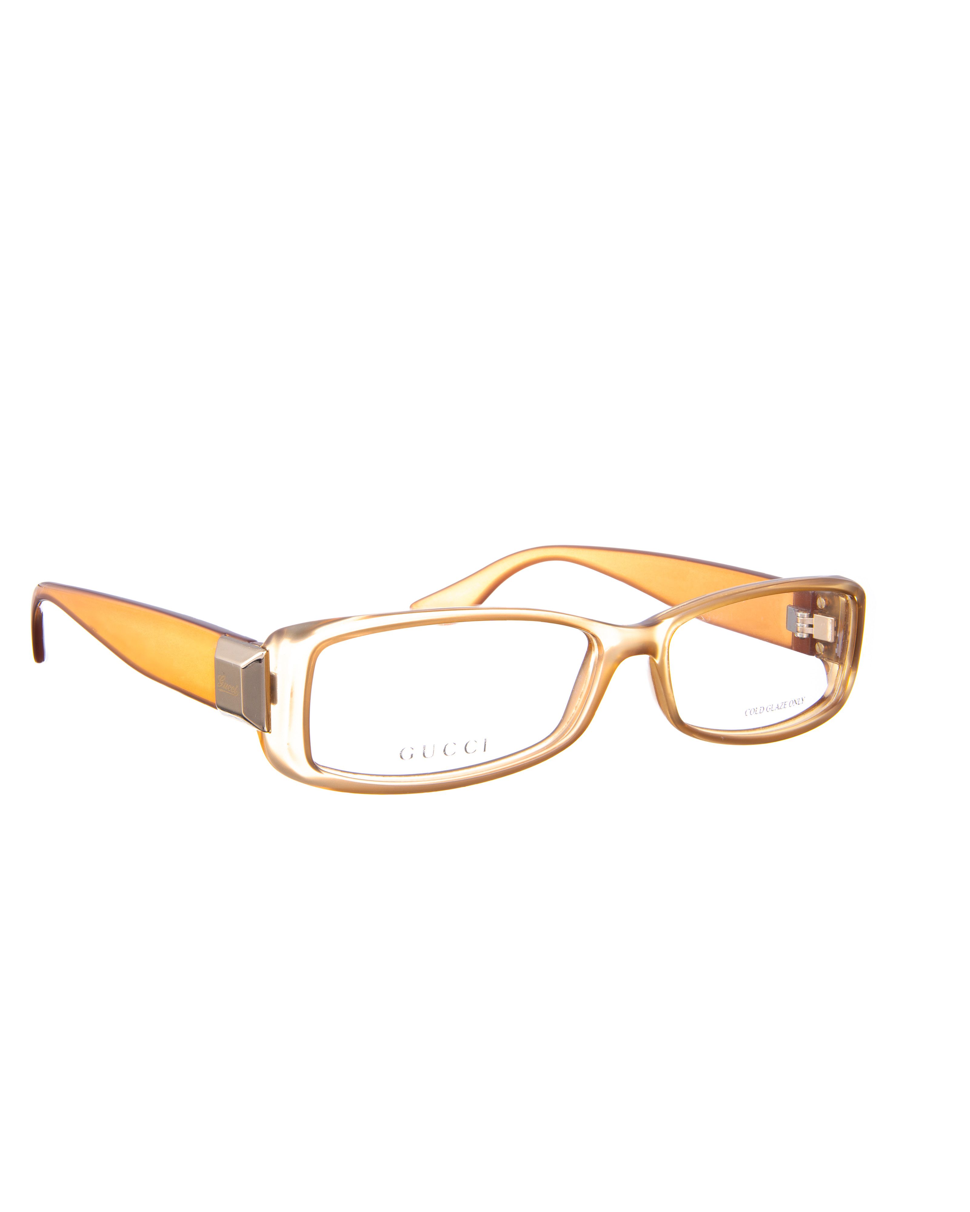 Gucci Gucci 00s Golden Brown Transparent Glasses with Gold Studs Size ONE SIZE - 2 Thumbnail