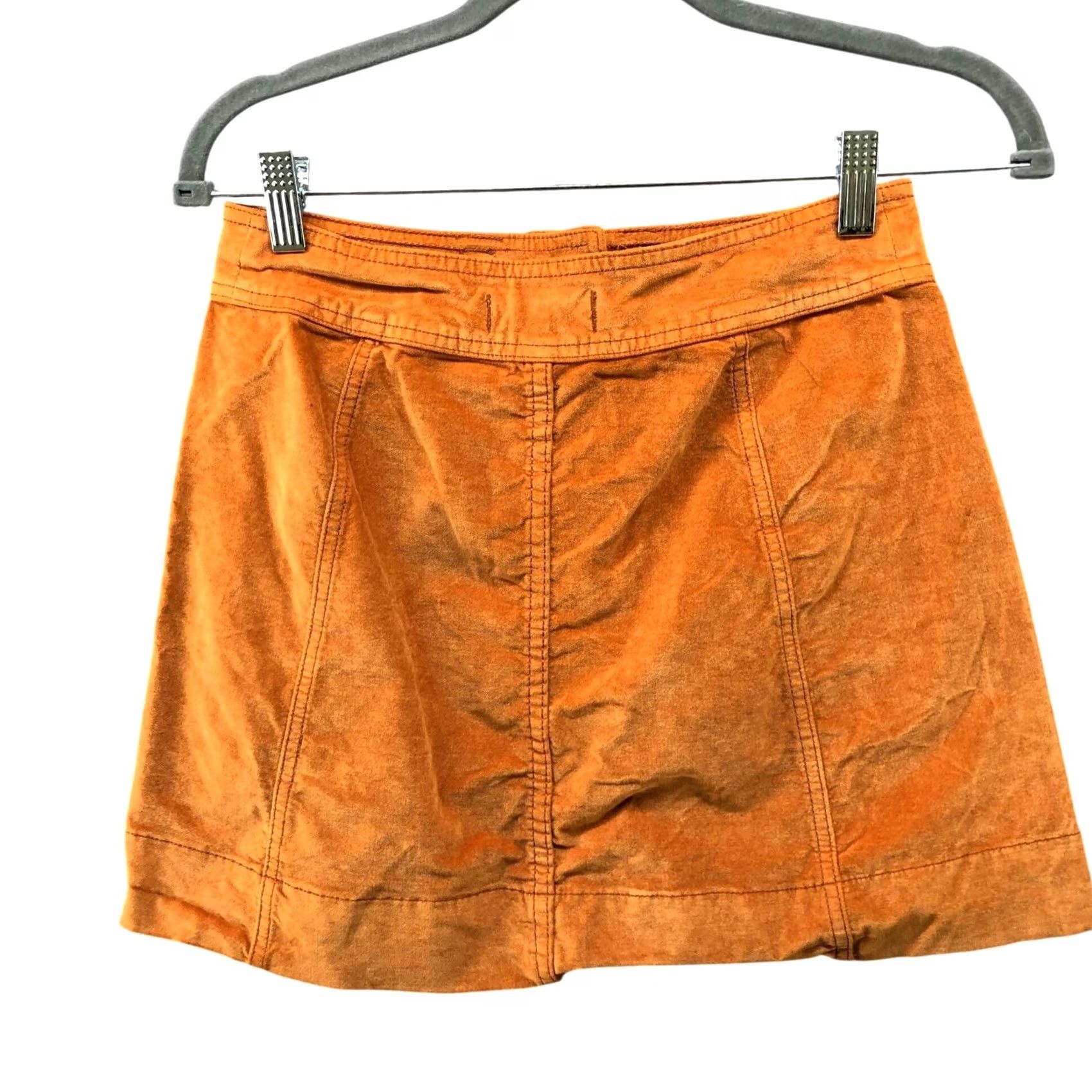 Madewell Madewell Velveteen A-Line Mini Skirt Womens 00 Button Front Tan Orange 70s Size 24" / US 00 / IT 34 - 2 Thumbnail