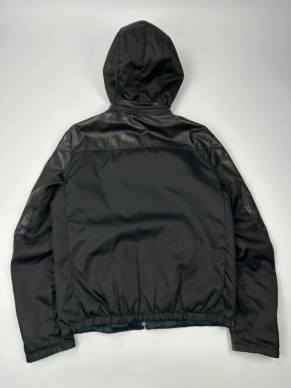 Prada Prada Sport FW2010 Leather & Nylon Black Hooded Jacket Size US M / EU 48-50 / 2 - 7 Thumbnail