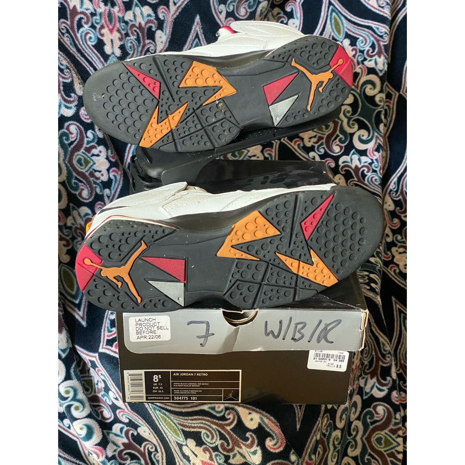 Jordan Brand 2006 Nike Air Jordan 7 Cardinal m8.5 w10 Size US 8.5 / EU 41-42 - 3 Thumbnail