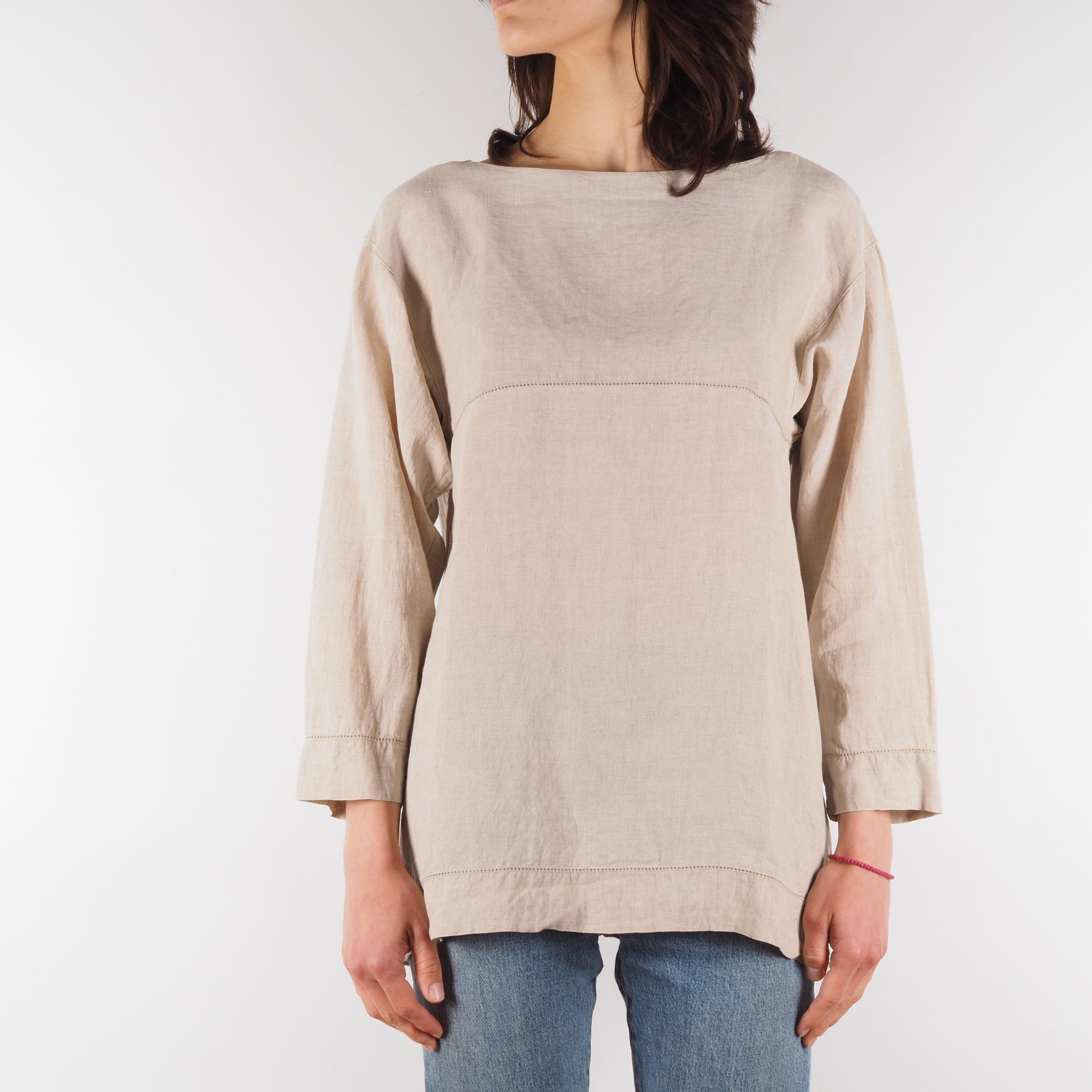 Issey Miyake Issey Miyake Vintage Beige Linen 3/4 Sleeve Blouse Top Size S / US 4 / IT 40 - 2 Thumbnail