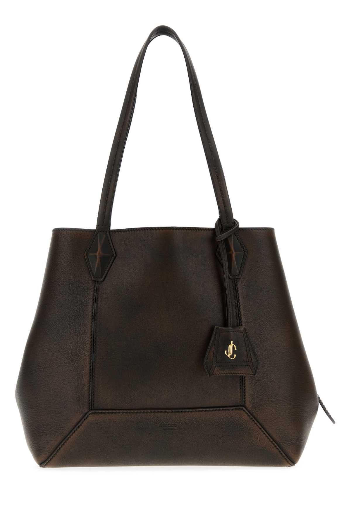 Jimmy Choo Dark Brown Leather Diamond Shopping Bag Size ONE SIZE - 1 Thumbnail