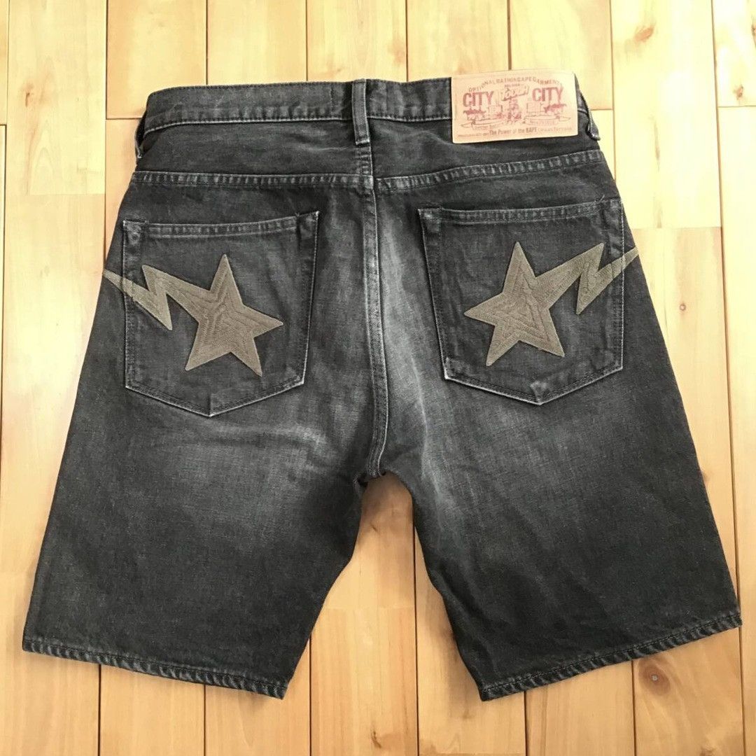 Bape × Nigo BAPE STA black denim shorts a bathing ape star NIGO ★size S Size US 30 / EU 46 - 1 Thumbnail