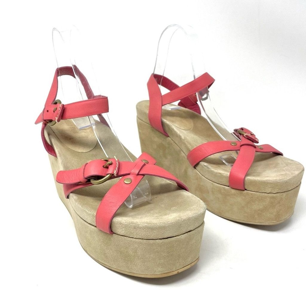 Miu Miu New Miu Miu Pink Leather Flatform Sandals Size 40 Size US 10 / IT 40 - 3 Thumbnail