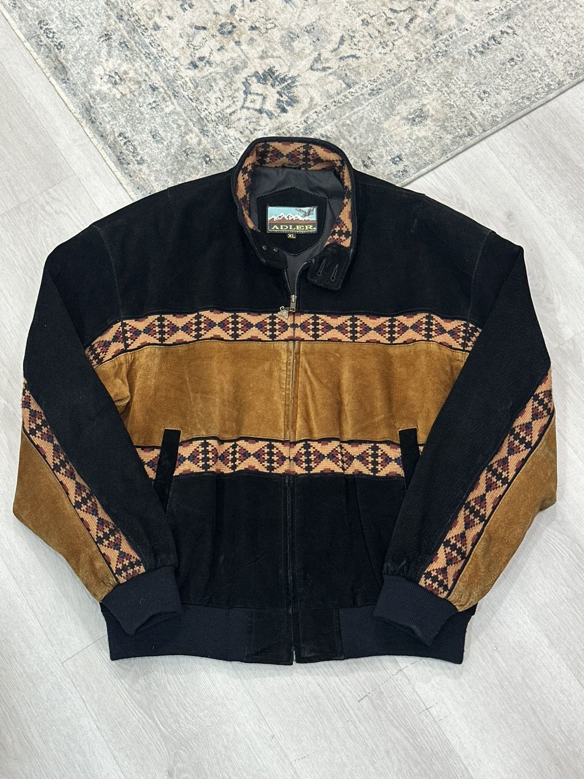 Adler Vintage 90s Adler Western Aztec Leather Bomber Jacket XL Size US XL / EU 56 / 4 - 6 Thumbnail
