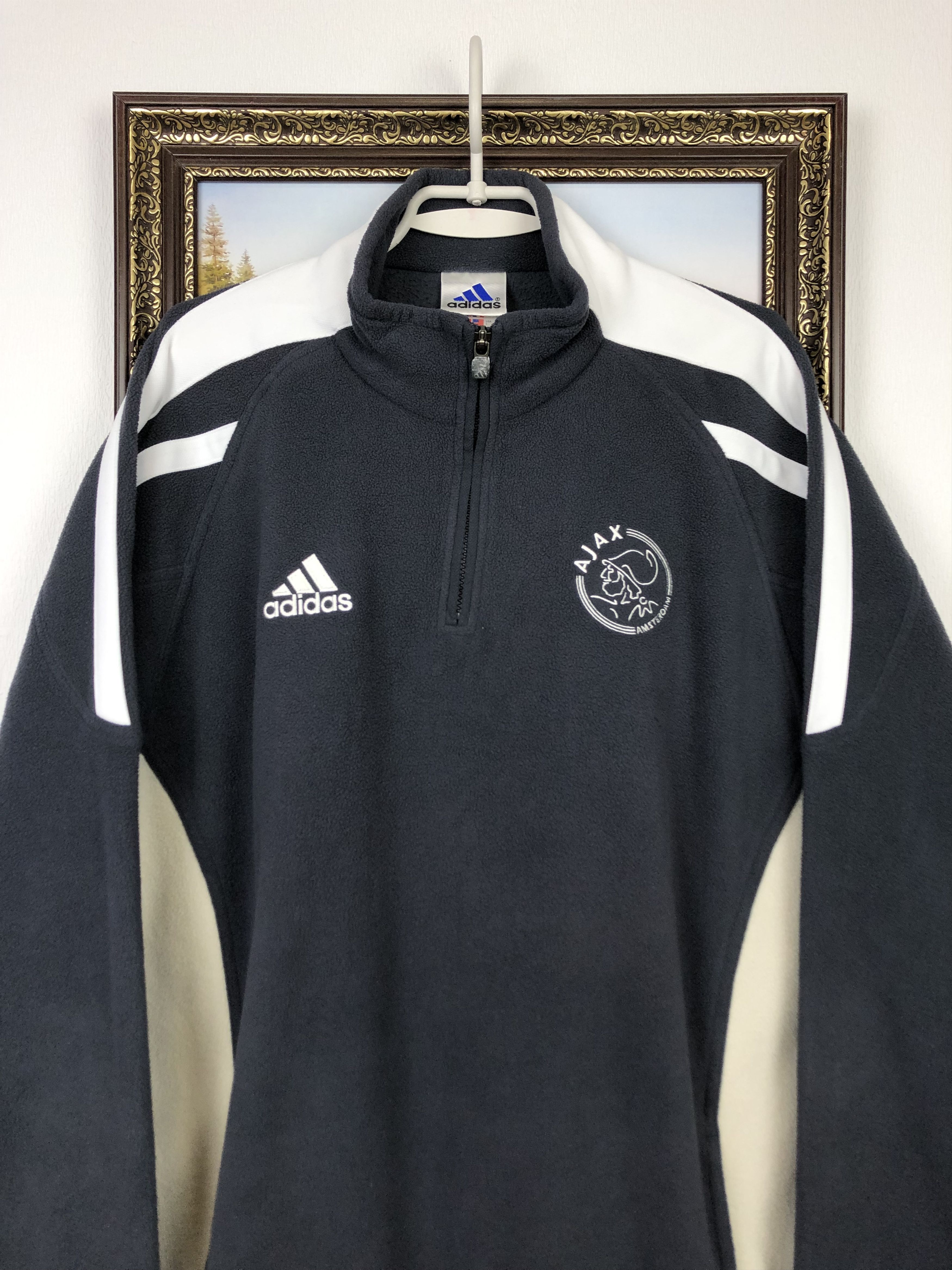 Adidas × Vintage Vintage Ajax Football Fleece Sweatshirt Track Jacket Size US L / EU 52-54 / 3 - 2 Thumbnail