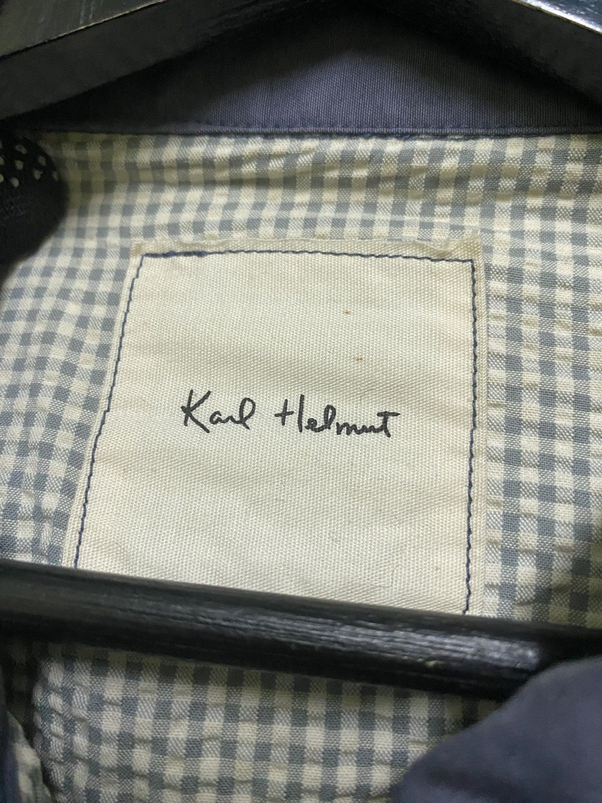 Karl Helmut Karl Helmut Embroidered Gingham-Lined Zip Patchwork Accents Size US XL / EU 56 / 4 - 7 Thumbnail