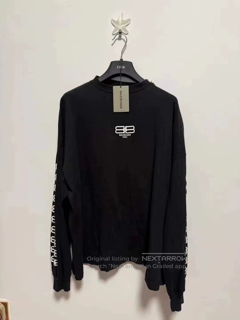 Balenciaga Balenciaga Black double B full print embroidery logo destr Size US M / EU 48-50 / 2 - 1 Thumbnail