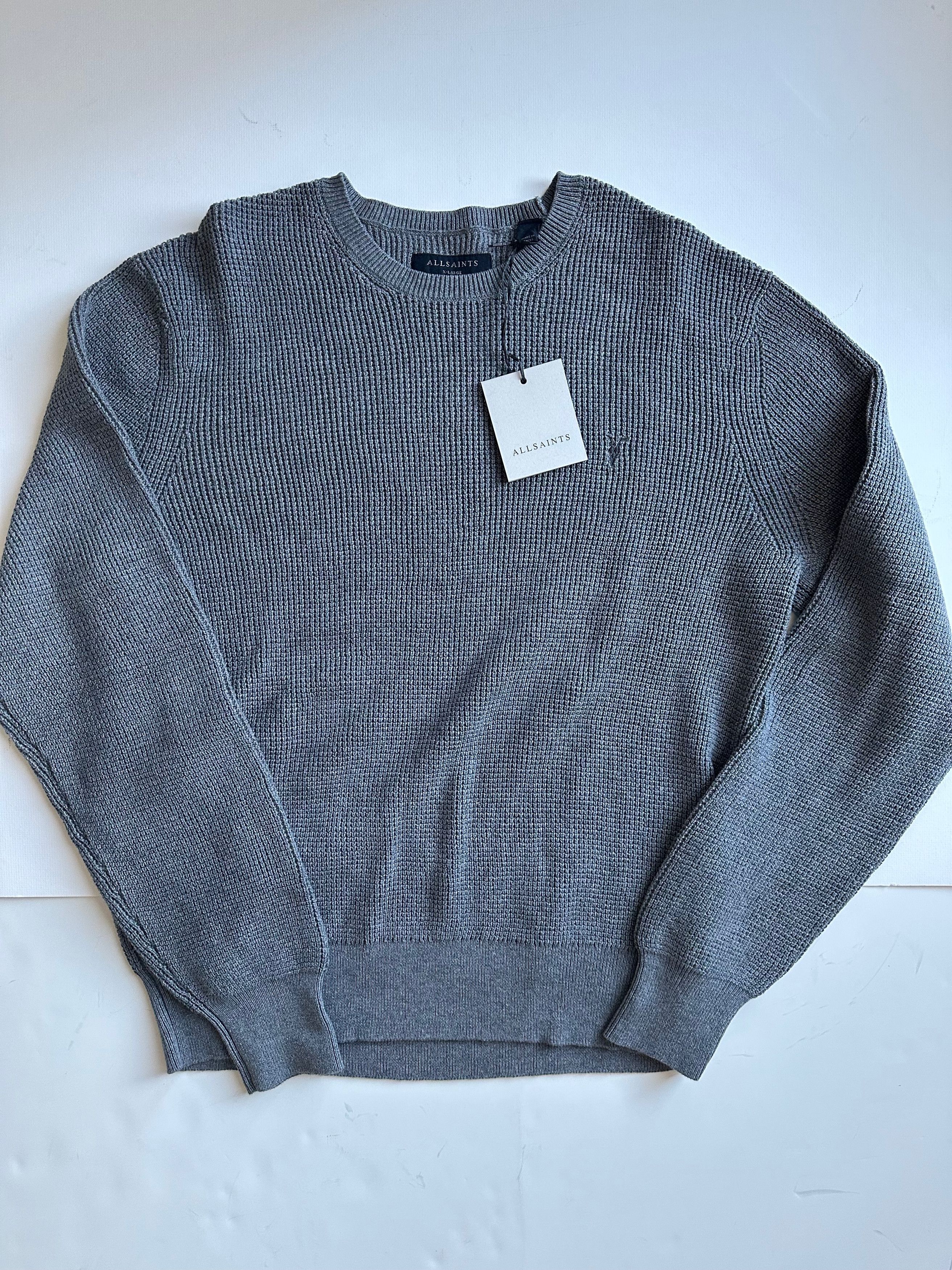 Allsaints Allsaints Waffle-Knit Cotton Jumper - Gray - XL (NWT) Size US XL / EU 56 / 4 - 1 Thumbnail