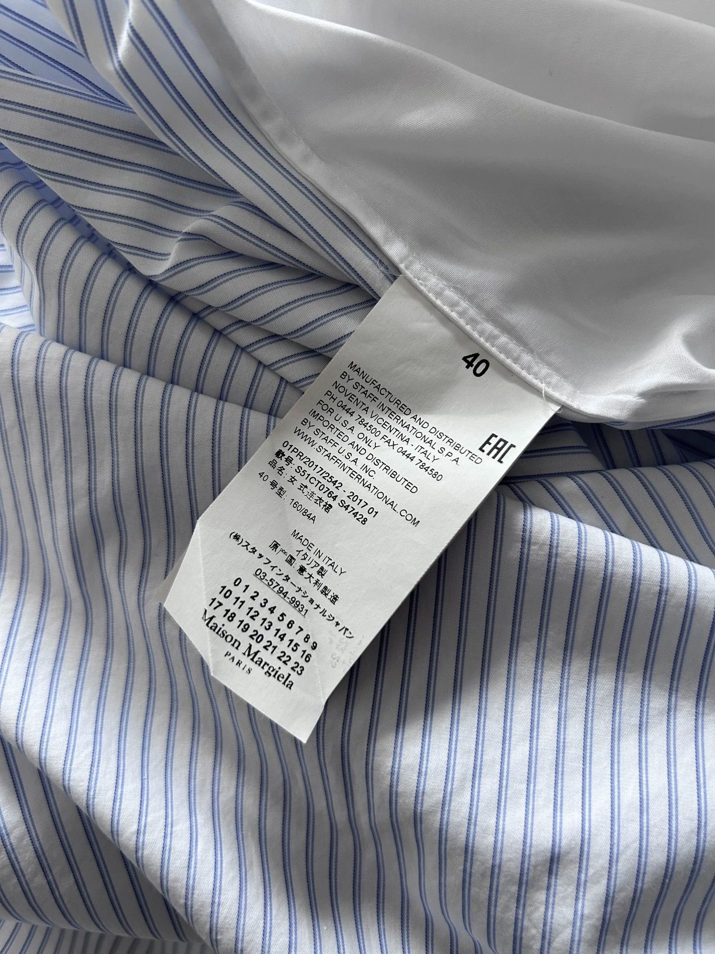 Maison Margiela Maison Margiela SS17 Long Vest Shirt Blue White Stripe 40 Size S / US 4 / IT 40 - 5 Thumbnail