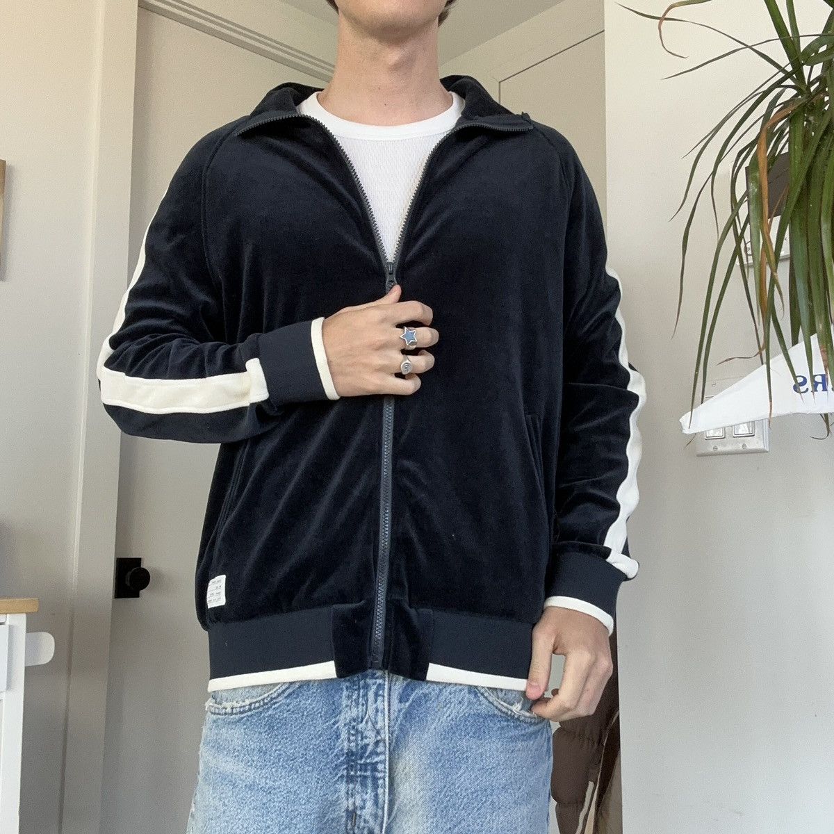Aaron Levine Fleece Quarter Zip in Navy
