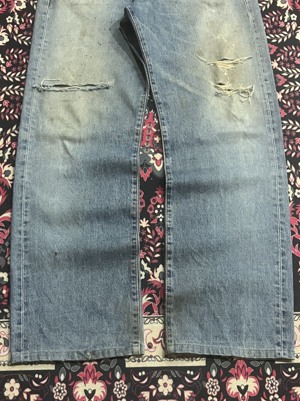 Kapital Vintage Edwin 505 Blue Wash Paint Splatter Rip Selvedge Jean Size US 30 / EU 46 - 11 Thumbnail