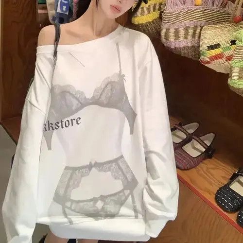 Japanese Brand Bikini Print Sweatshirt Long Size ONE SIZE - 3 Thumbnail