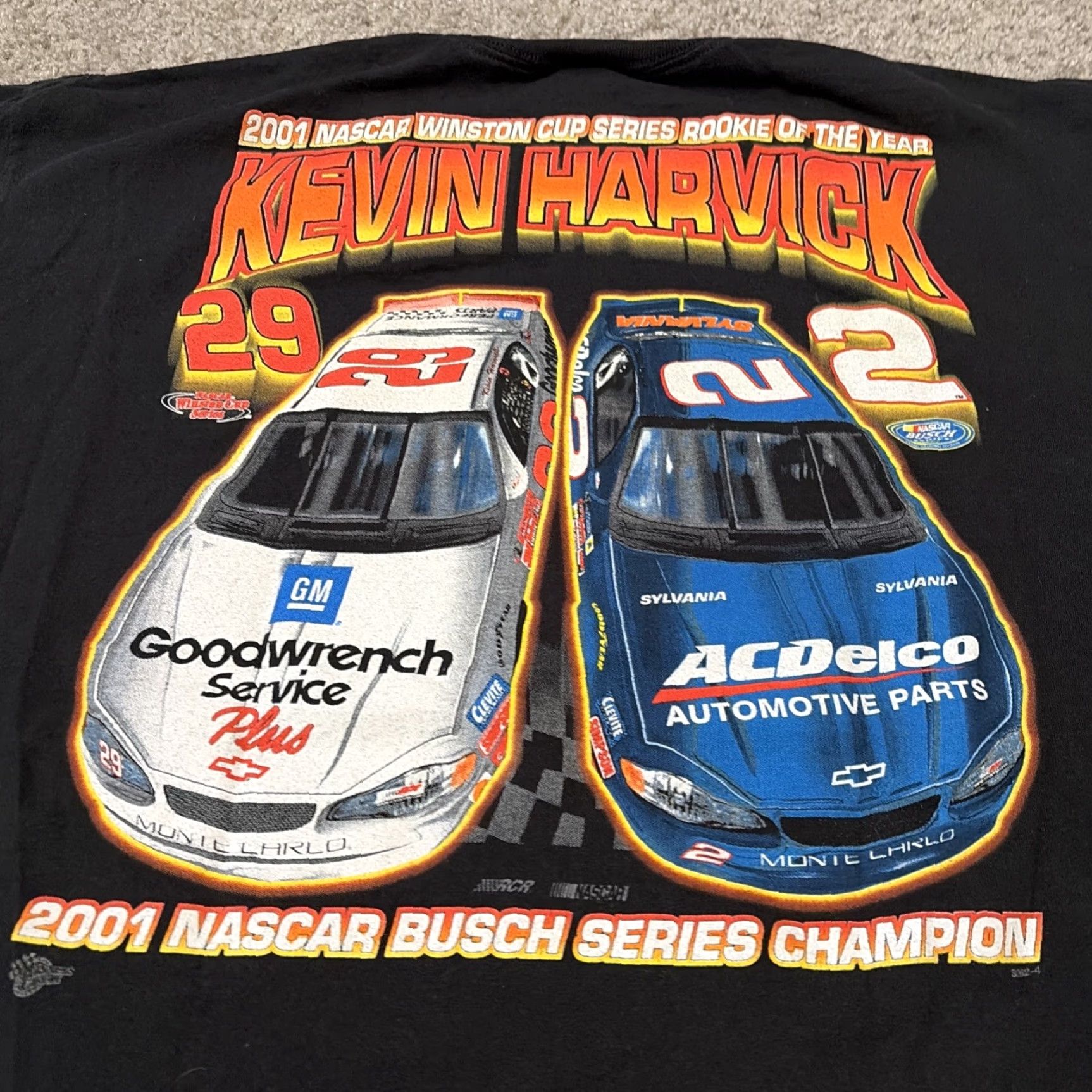 NASCAR VINTAGE Kevin Harvick NASCAR T-Shirt XL Black Rookie Of The Year Racing Men Size US XL / EU 56 / 4 - 3 Thumbnail