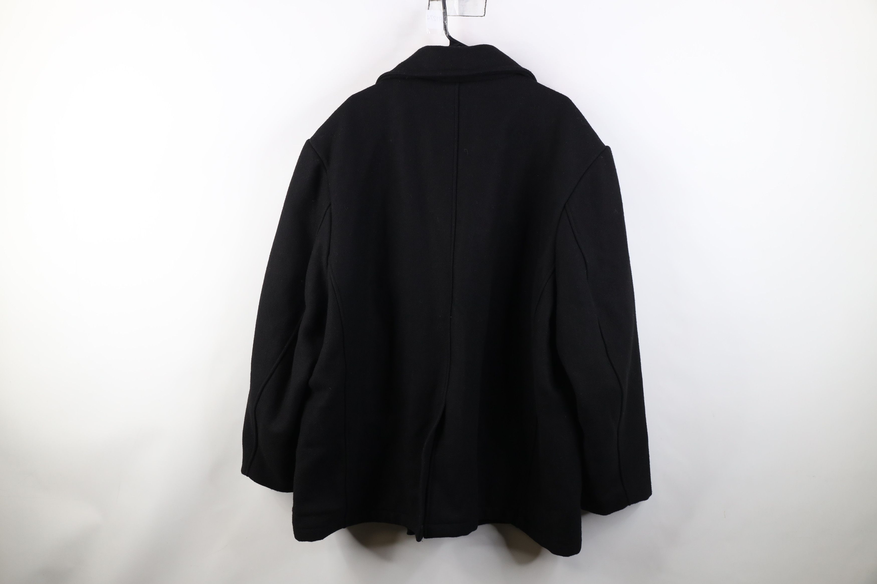 Vintage Deadstock Vintage 90s Y2K Wool Naval Peacoat Jacket Black Size US L / EU 52-54 / 3 - 12 Thumbnail