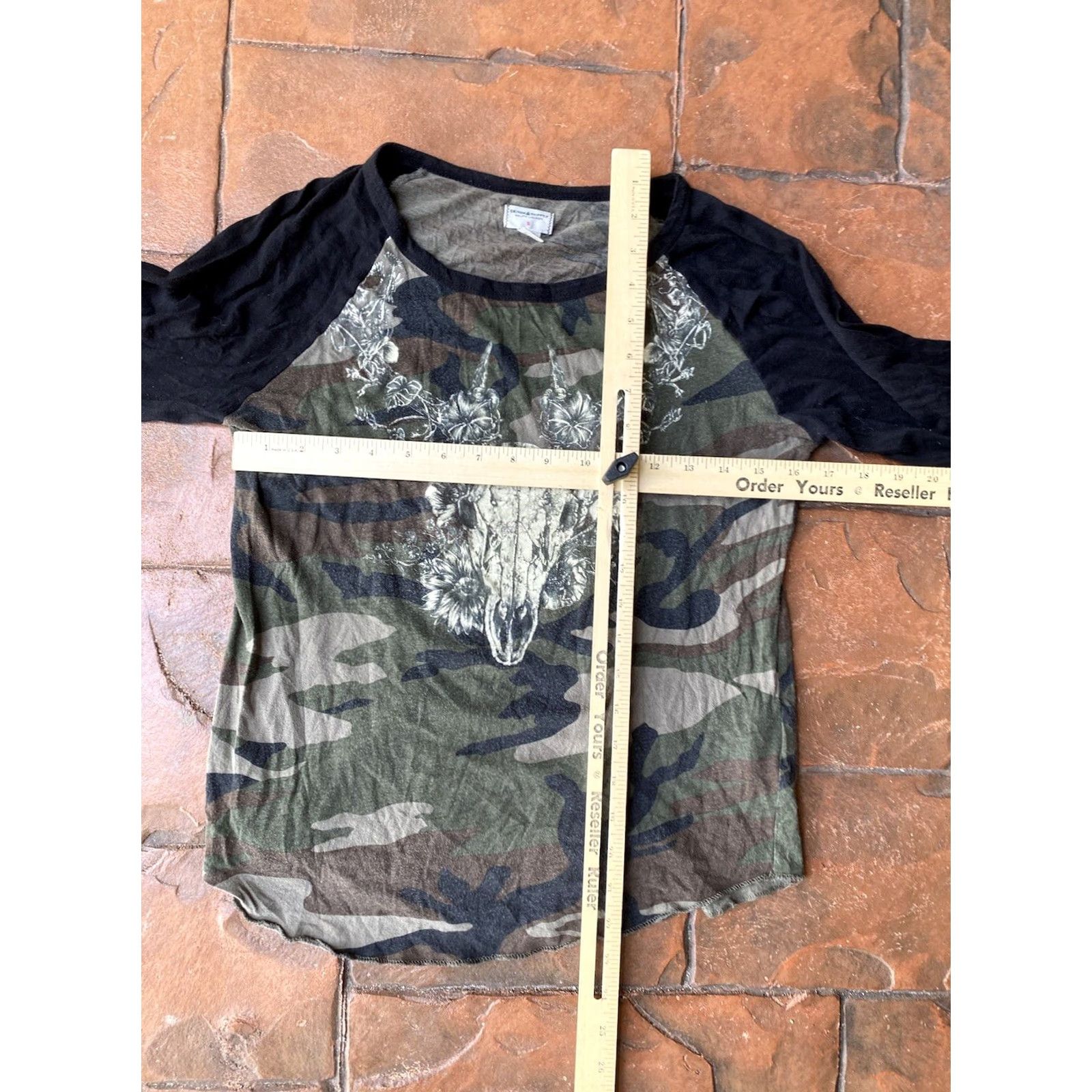 Vintage Denim & Supply Ralph Lauren Camo Cow Skull Raglan Shirt Womens Small Size S / US 4 / IT 40 - 6 Thumbnail