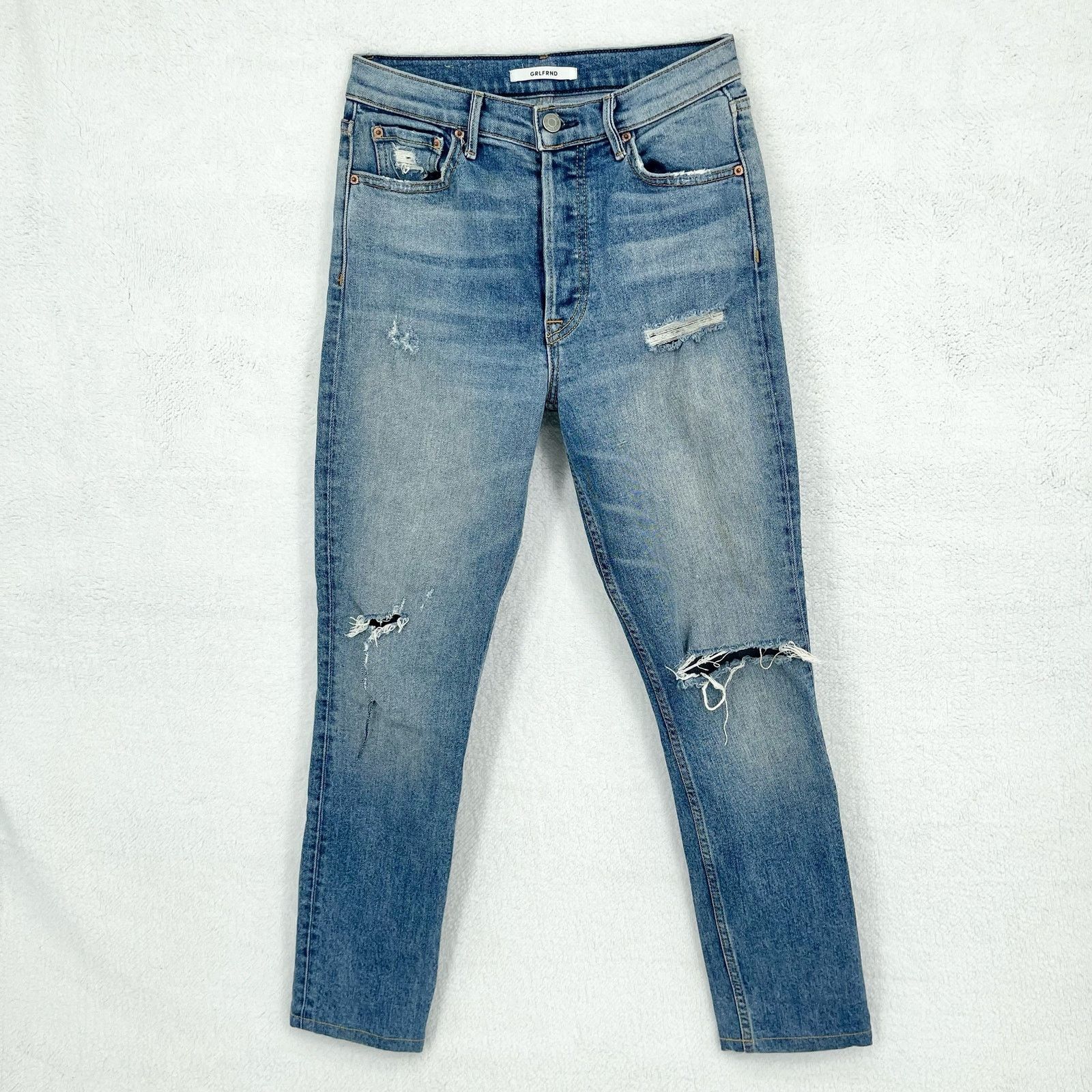 GRLFRND Grlfrnd Karolina Mid Rise Straight Leg Slashed Jeans Size 26 Size 26" / US 2 / IT 38 - 2 Thumbnail