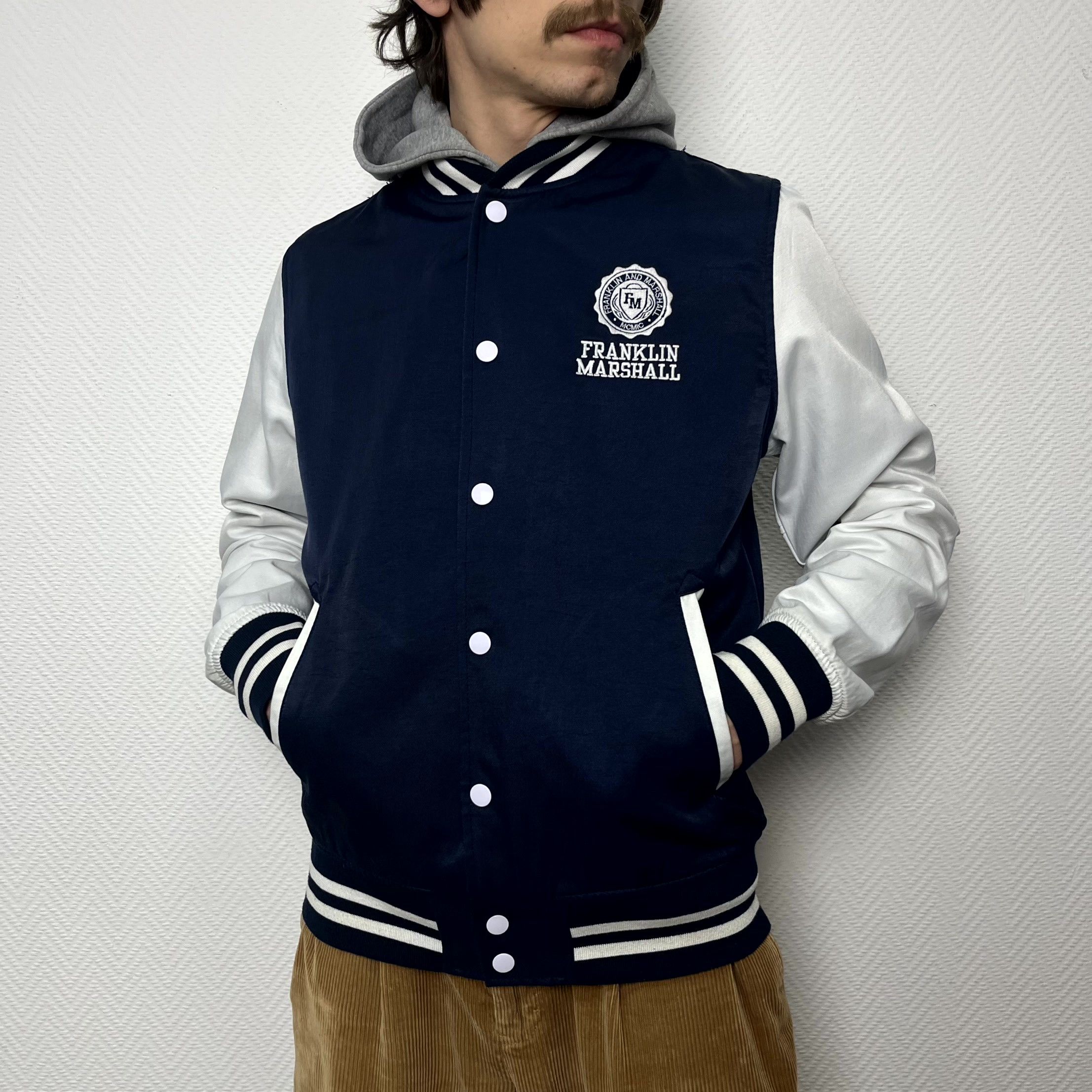 Franklin & Marshall Franklin Marshall College Varsity Bomber Jacket Navy Mens L Size US L / EU 52-54 / 3 - 13 Thumbnail