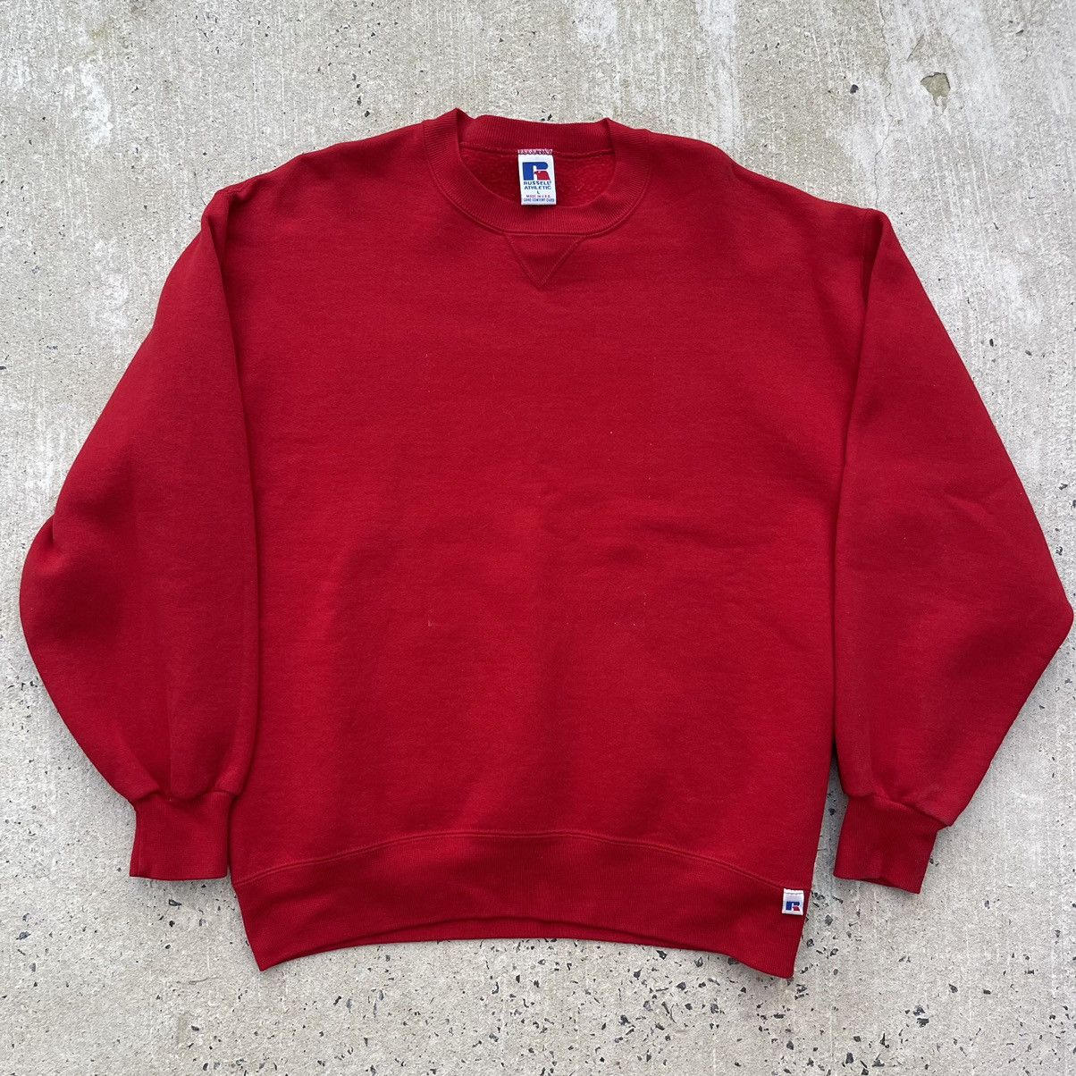 Russell Athletic Vintage 90s RUSSEL MADE IN USA Red Blank Crewneck Sweatshirt Size US L / EU 52-54 / 3 - 1 Thumbnail