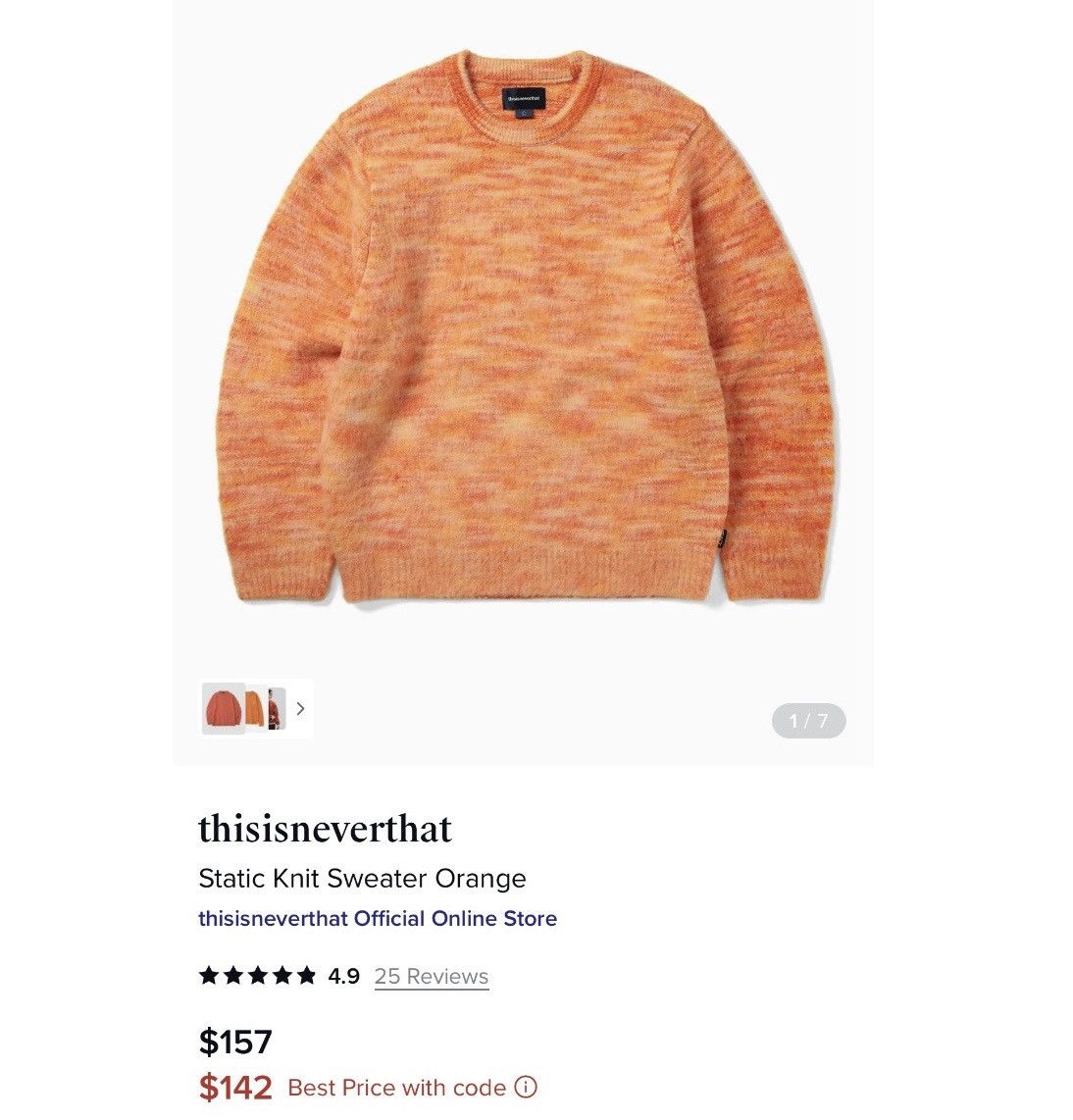 thisisneverthat thisisneverthat Static Knit Sweater (orange) Size US L / EU 52-54 / 3 - 7 Thumbnail