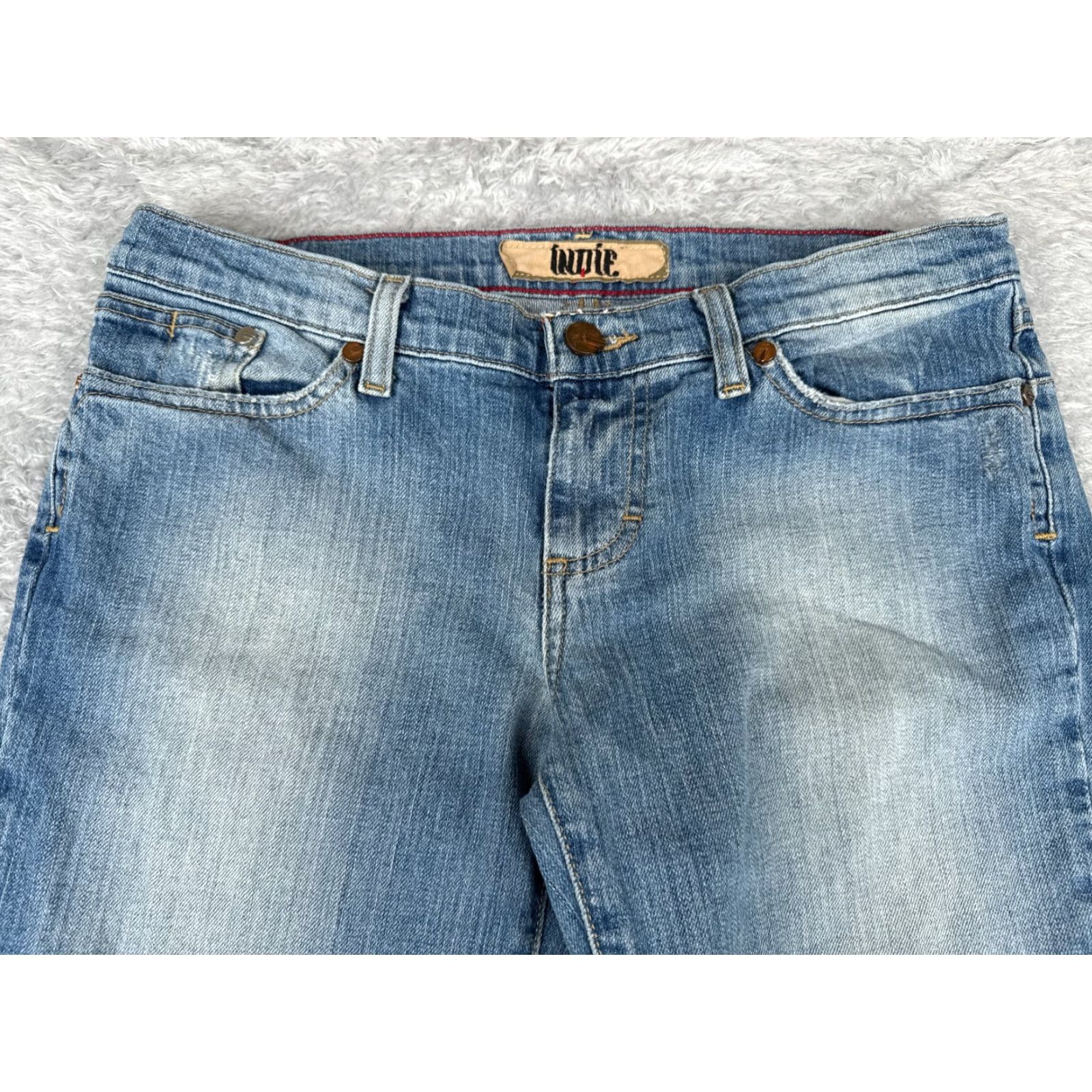 Vintage Vintage Shyanne Women's Flared Denim Pants 29 Blue Low Rise Distressed 33in Inseam Size 29" - 4 Thumbnail