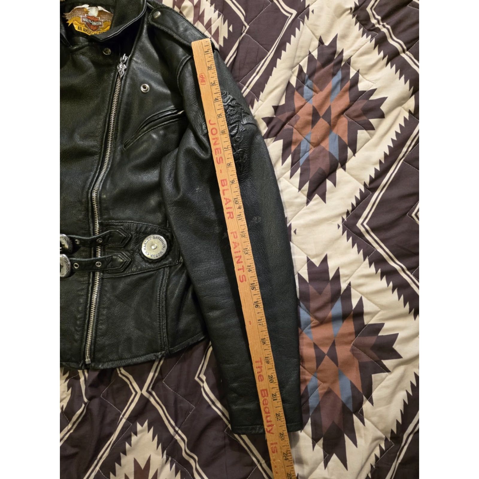 Harley Davidson VINTAGE Harley-Davidson Womens Sierra Rose Embossed Leather Jacket Black Medium Size M / US 6-8 / IT 42-44 - 6 Thumbnail