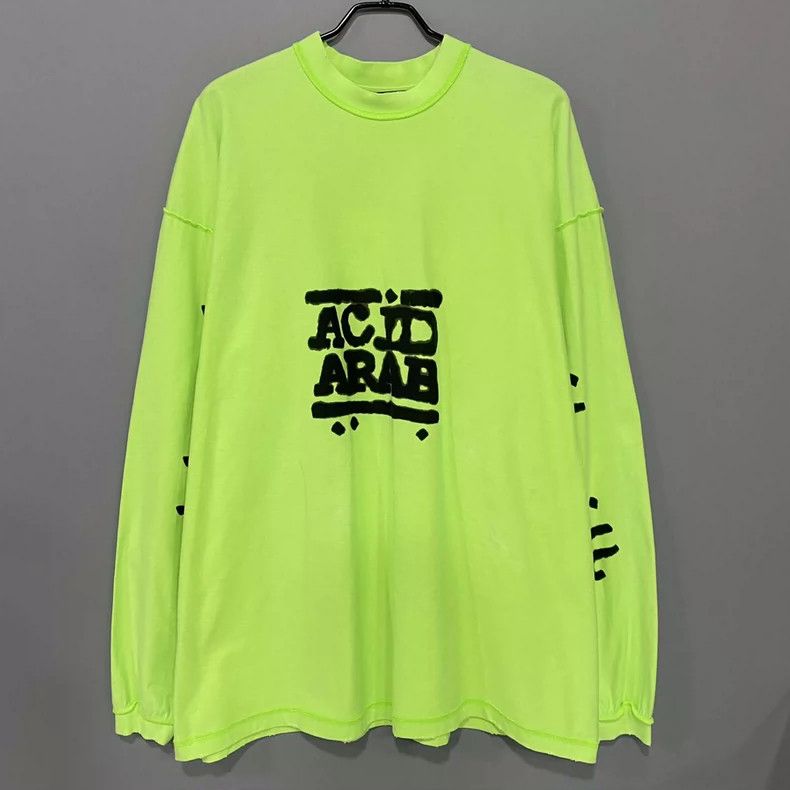 Balenciaga Balenciaga Fluorescent green monogram printed logo long sl Size US M / EU 48-50 / 2 - 1 Thumbnail