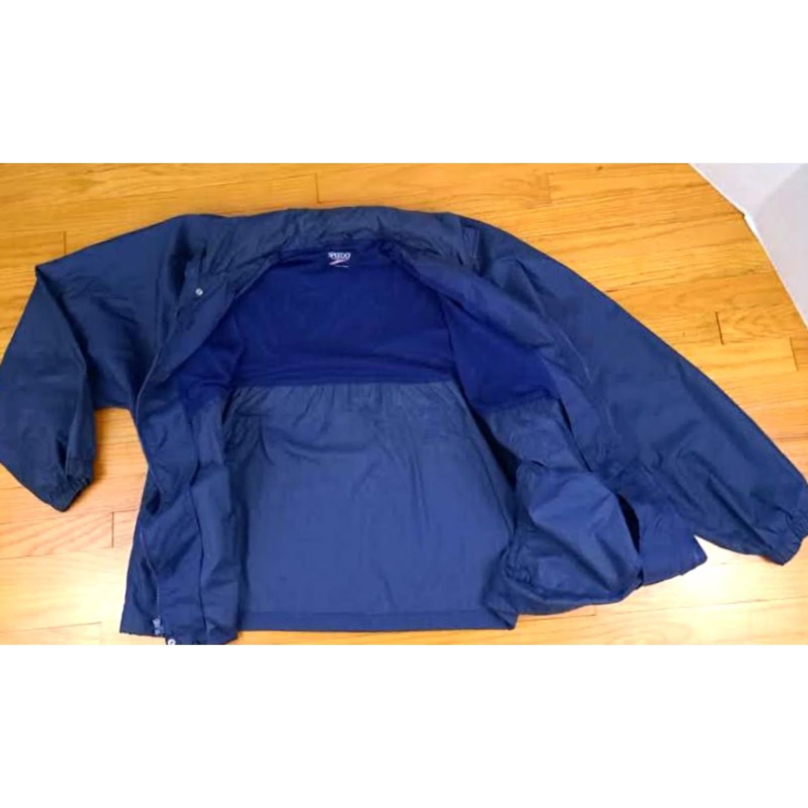 Speedo VINTAGE Speedo Jacket Windbreaker Full Zip Nylon 2XL Blue Mens Classic 1980s Size US XXL / EU 58 / 5 - 2 Thumbnail