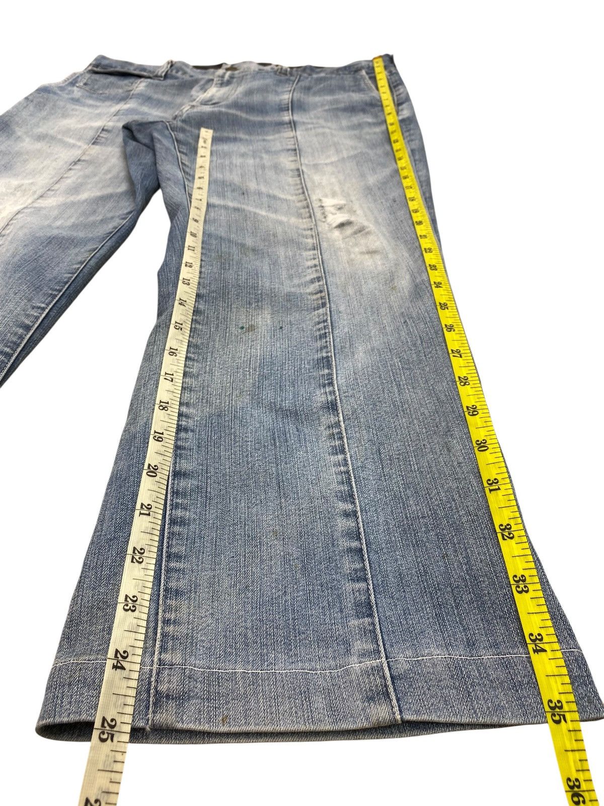 If Six Was Nine Vintage Japanese Blue House 3 Quaters Faded Jeans Style Size US 35 - 12 Thumbnail