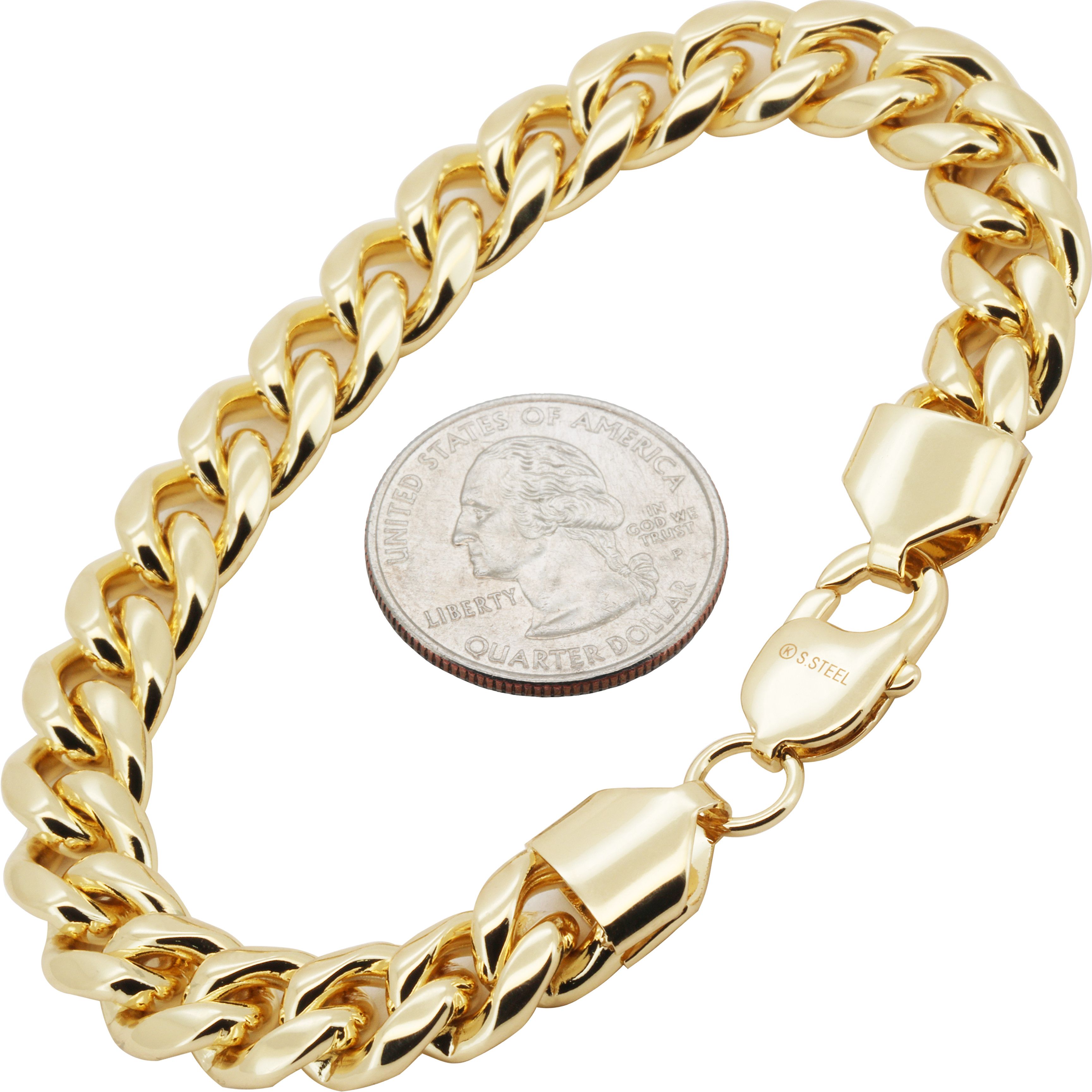 Other 316L SS 14k GP 10mm Cuban Link Bracelet 8.5” Size ONE SIZE - 1 Thumbnail