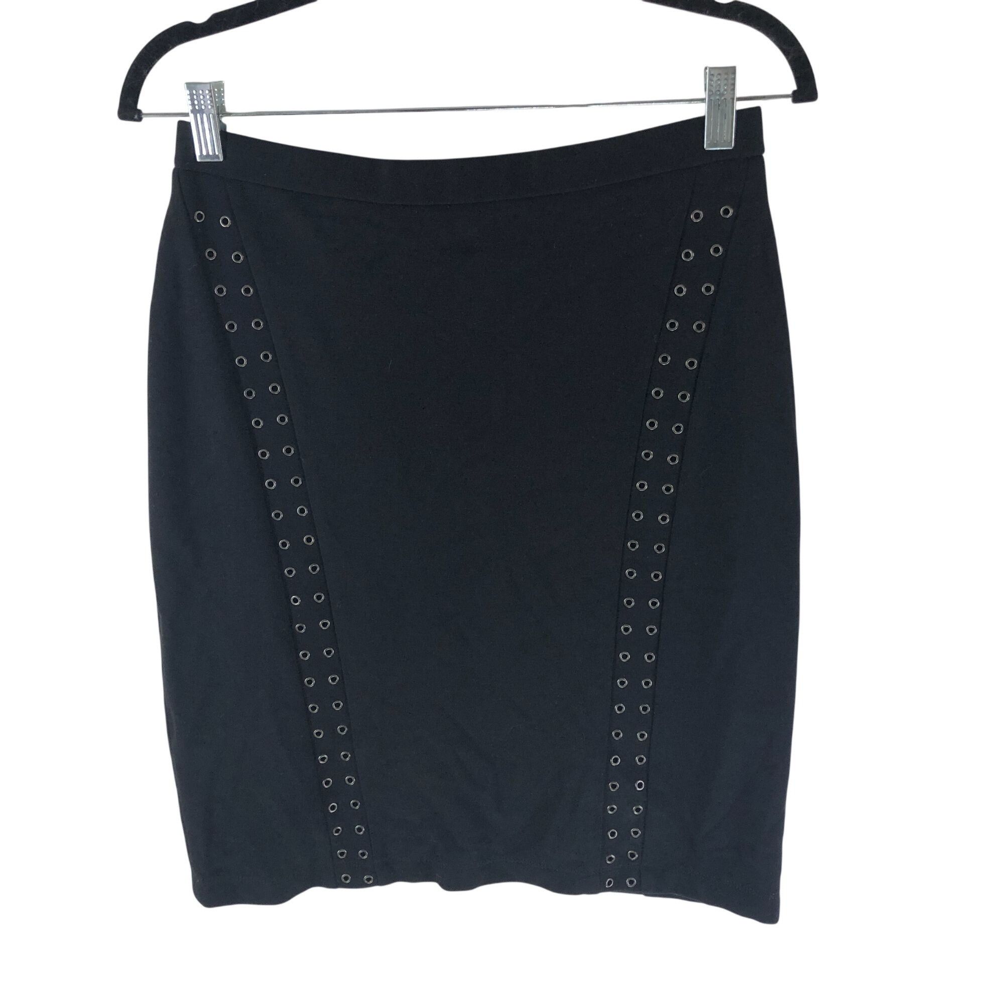 Bcbgmaxazria BCBGMaxAzria Pencil Skirt Grommet Studded Goth Stretch Black Size 29" - 1 Thumbnail