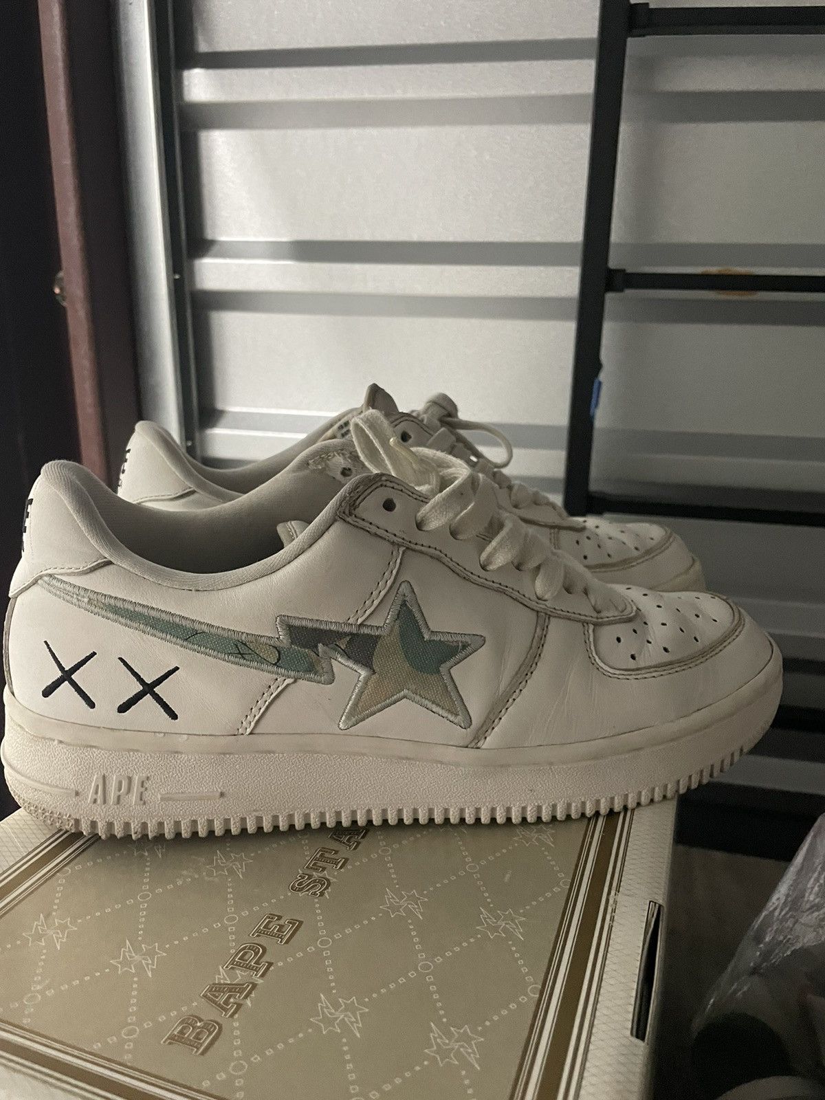 image of Bape x Kaws Bapesta Shoes in White, Men's (Size 9.5)