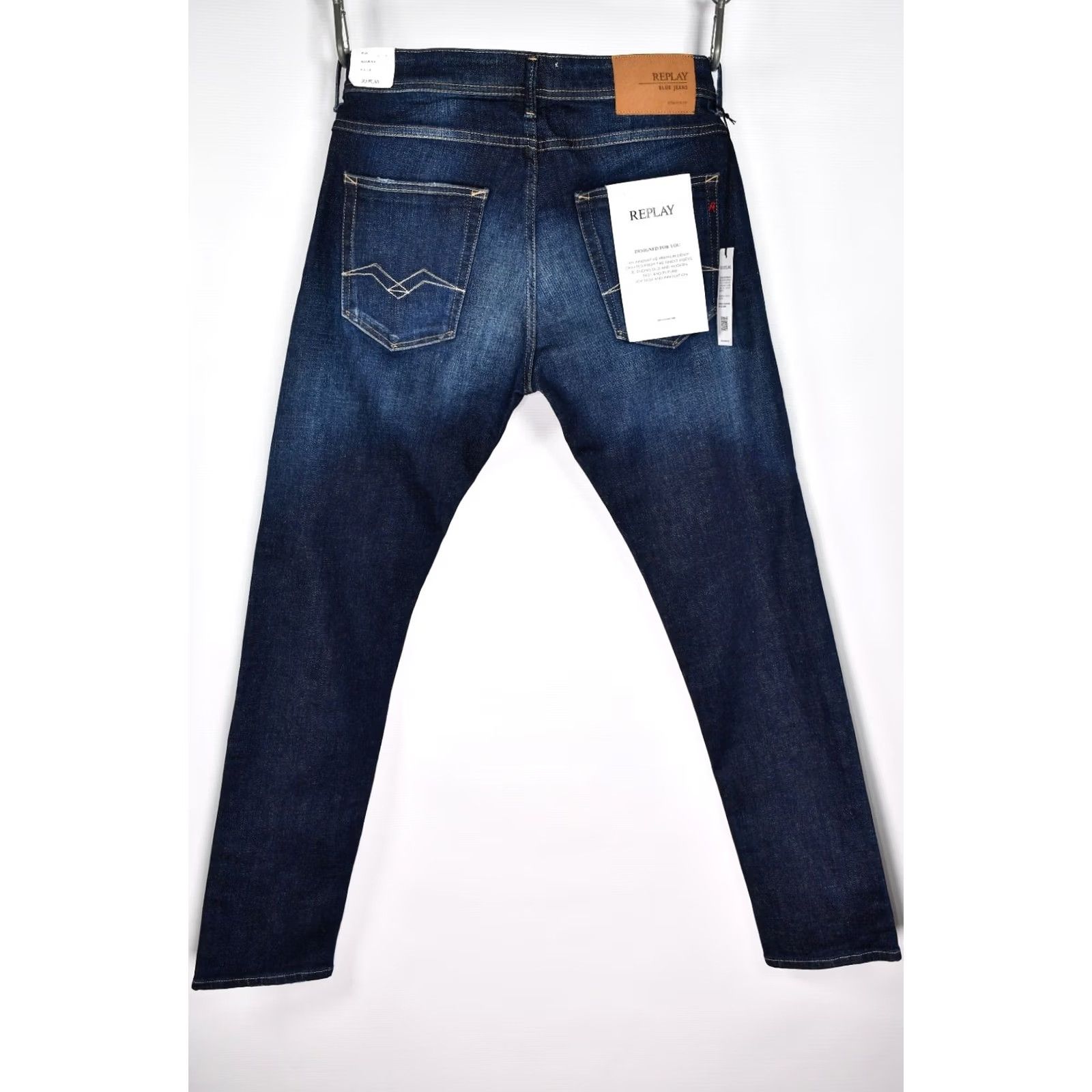 Replay REPLAY WILLBI REGULAR SLIM FIT 11.5 OZ DEEP BLUE INDIGO STRETCH DENIM JEANS W33 REGULAR BLUE 5-POCKET DESIGN Mens Size US 33 - 4 Thumbnail