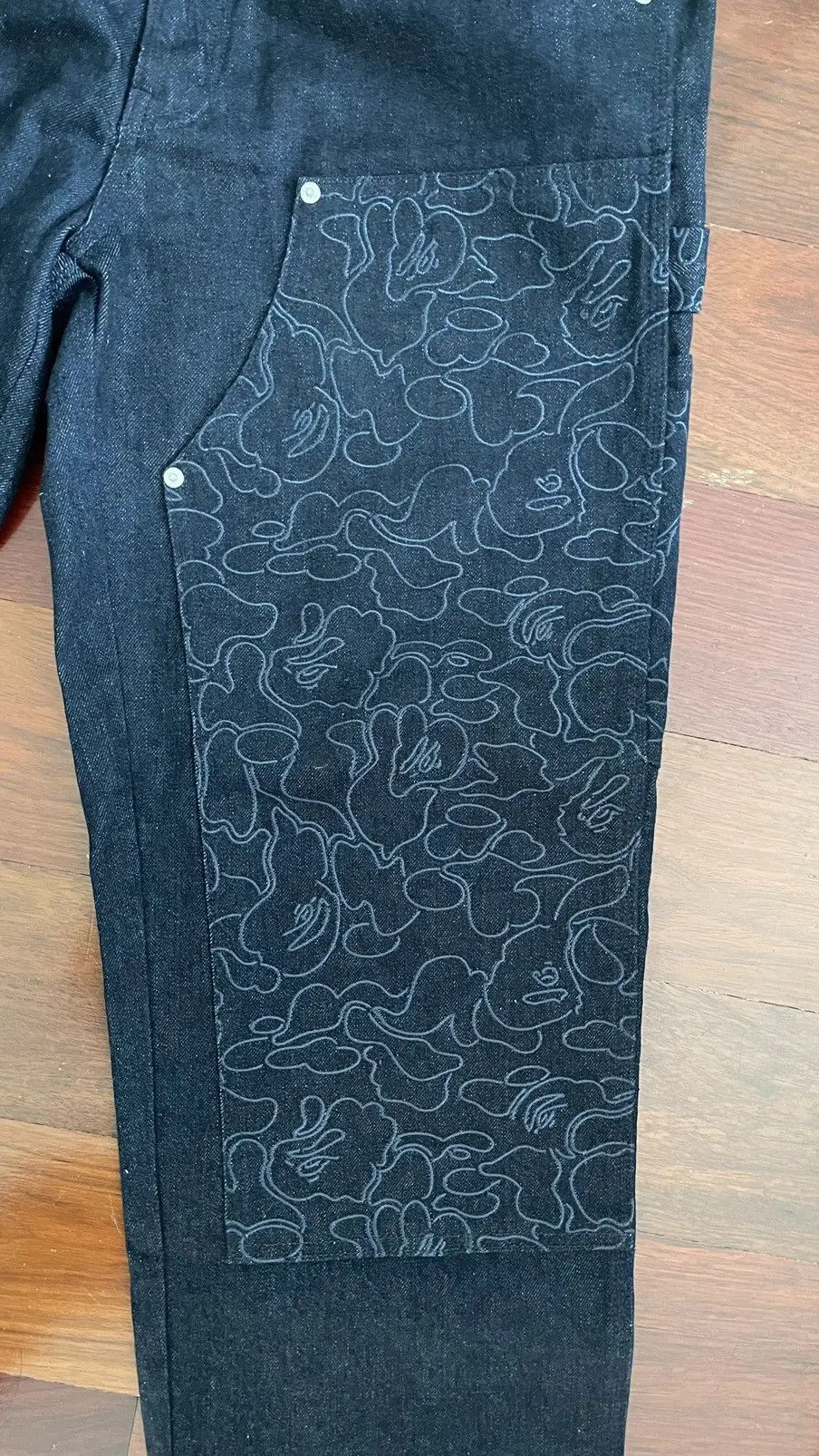 Bape Camo Patch Denim Double Knee Work Pants Size US 33 - 4 Thumbnail