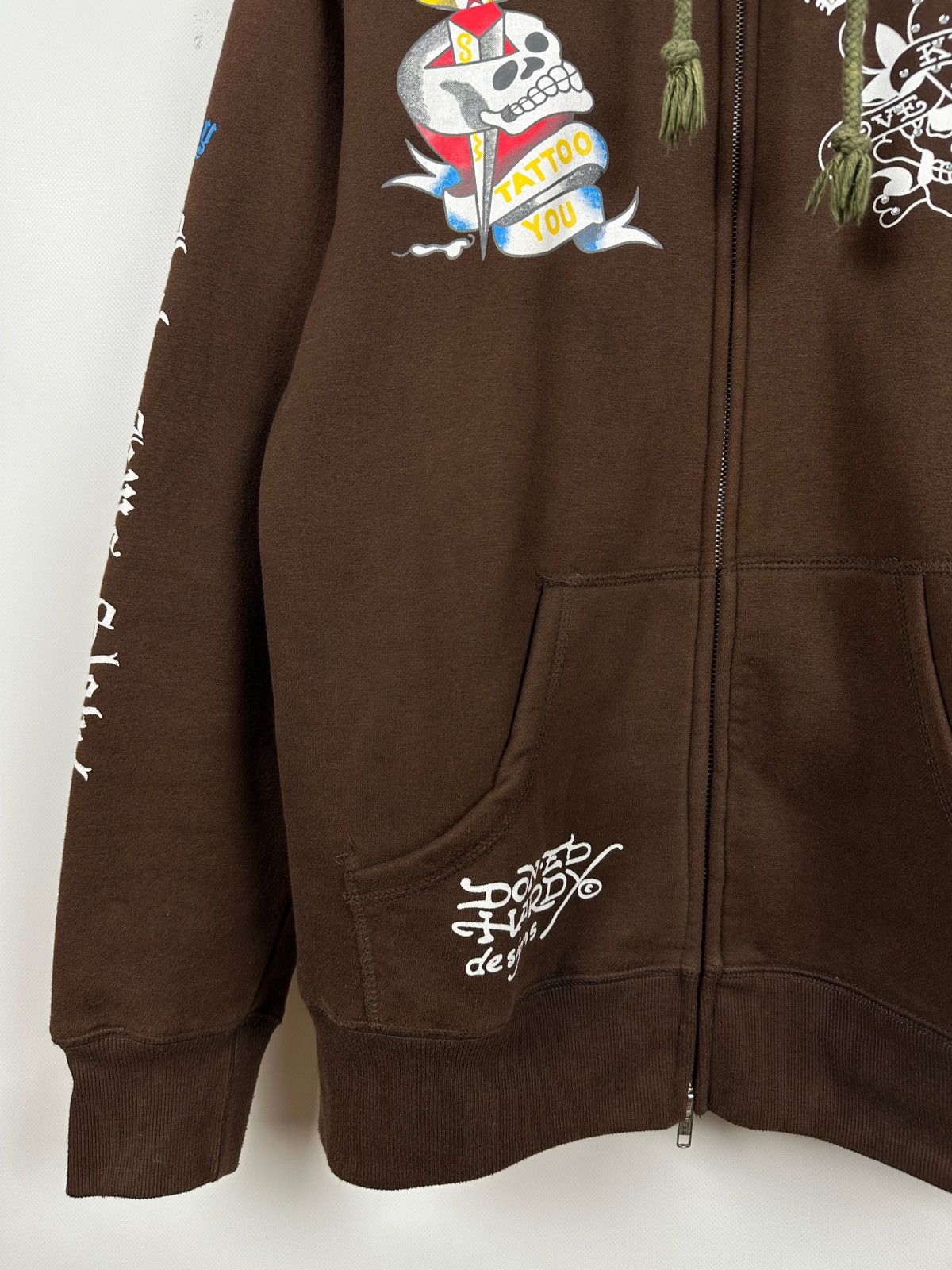 Ed Hardy Vintage Ed Hardy Rhinestones Skull Zip Up Brown Hoodie Size US M / EU 48-50 / 2 - 6 Thumbnail