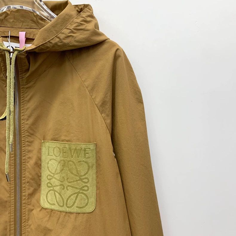 Loewe Loewe Brown logo leather cotton hooded zipper long sleeve Size L / US 10 / IT 46 - 3 Thumbnail