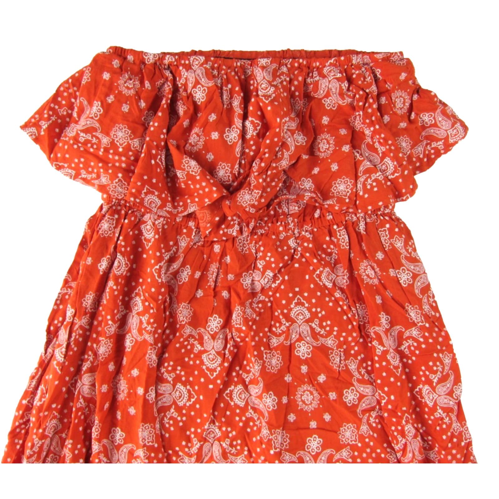 Vintage Colleen Lopez Maxi Dress Women XL Strapless Paisley 100% Rayon Orange White Sleeveless Long Size XL / US 12-14 / IT 48-50 - 4 Thumbnail