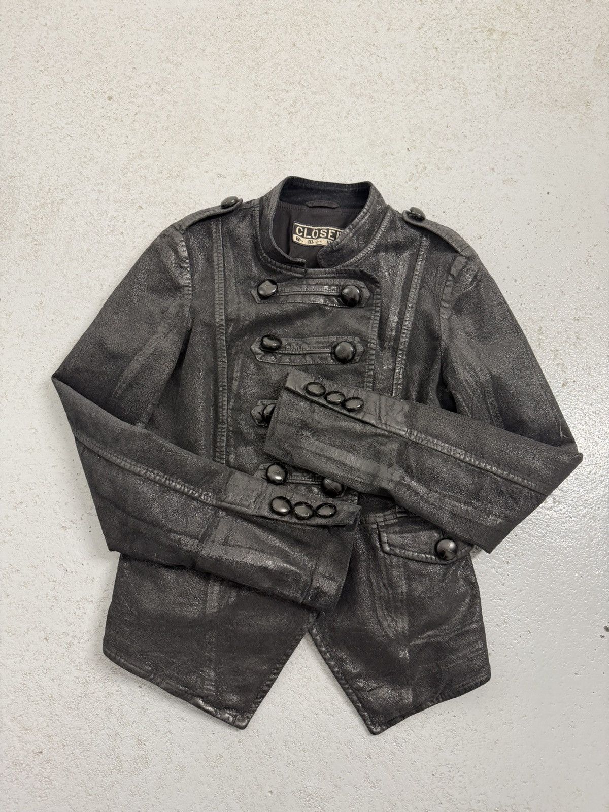 CLOSED Closed Napoleon Double Breasted Waxed Jacket Size XS / US 0-2 / IT 36-38 - 7 Thumbnail